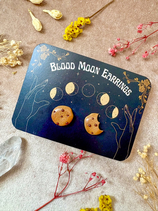 Bitten Chocolate Chip Cookie Stud Earrings