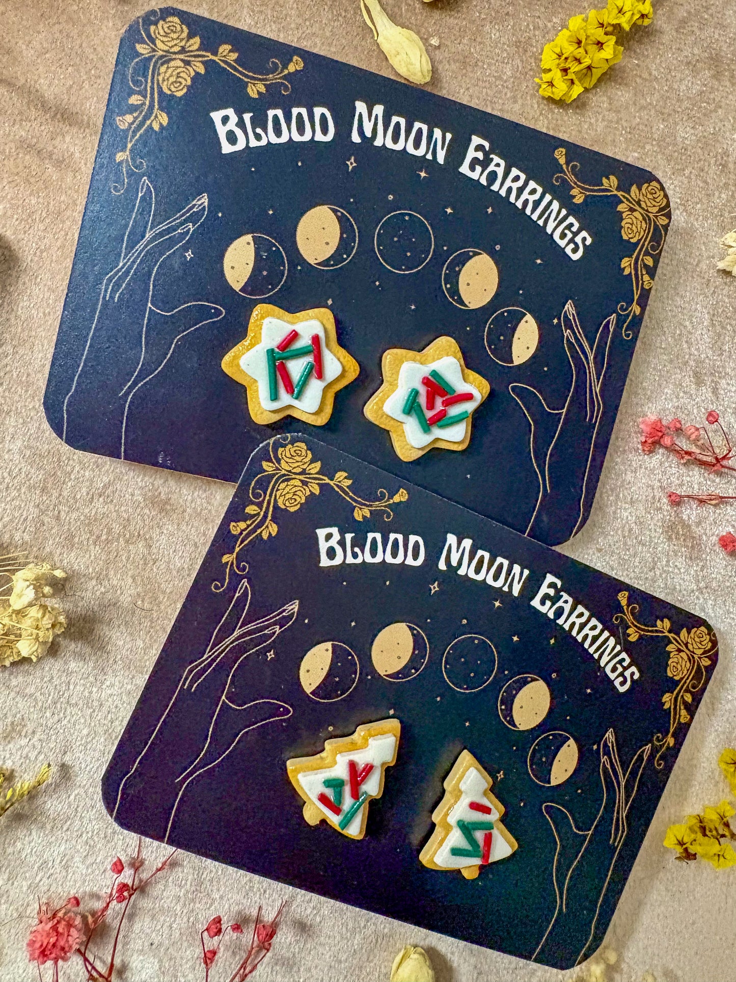 Festive Sugar Cookie Stud Earrings