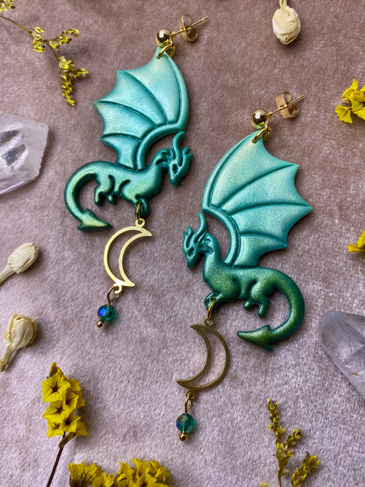 Elemental Dragon Earrings - Earth