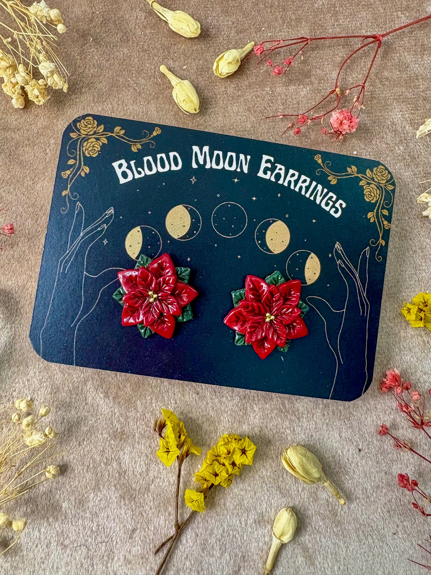 Poinsettia Stud Earrings