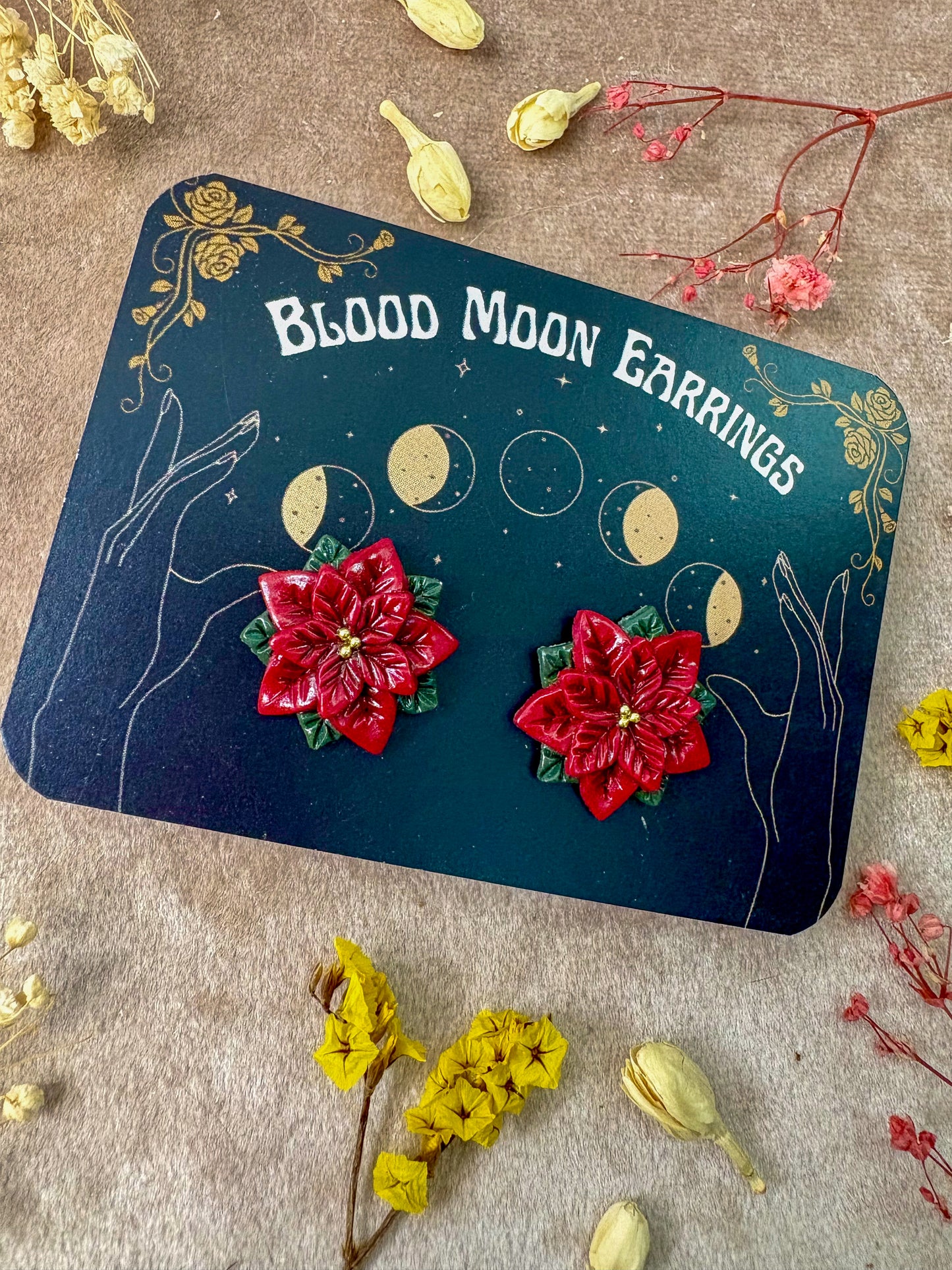 Poinsettia Stud Earrings