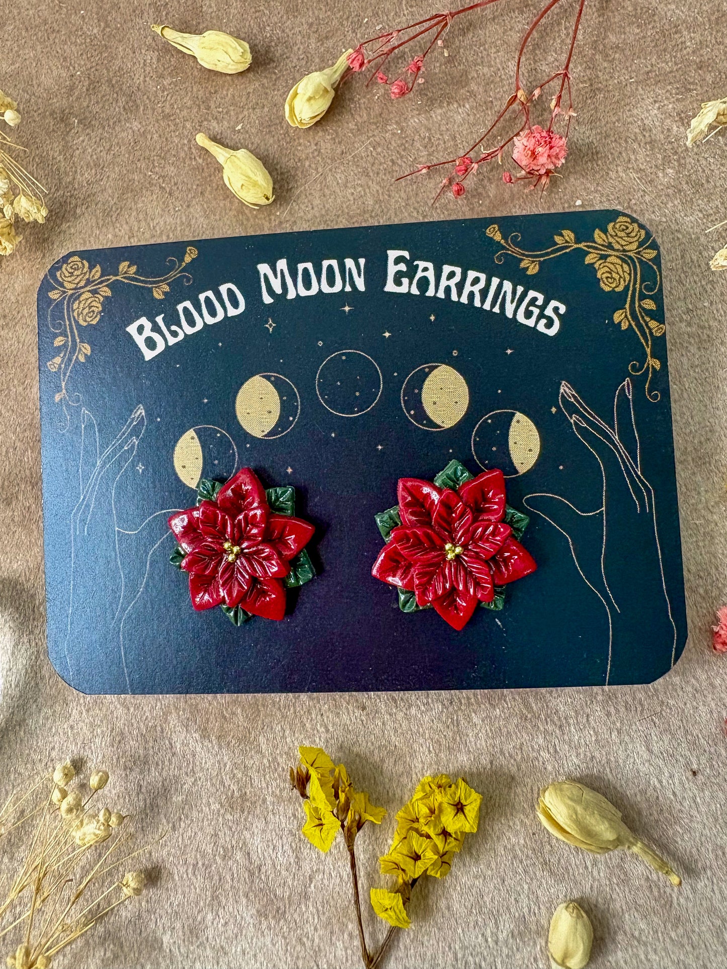 Poinsettia Stud Earrings