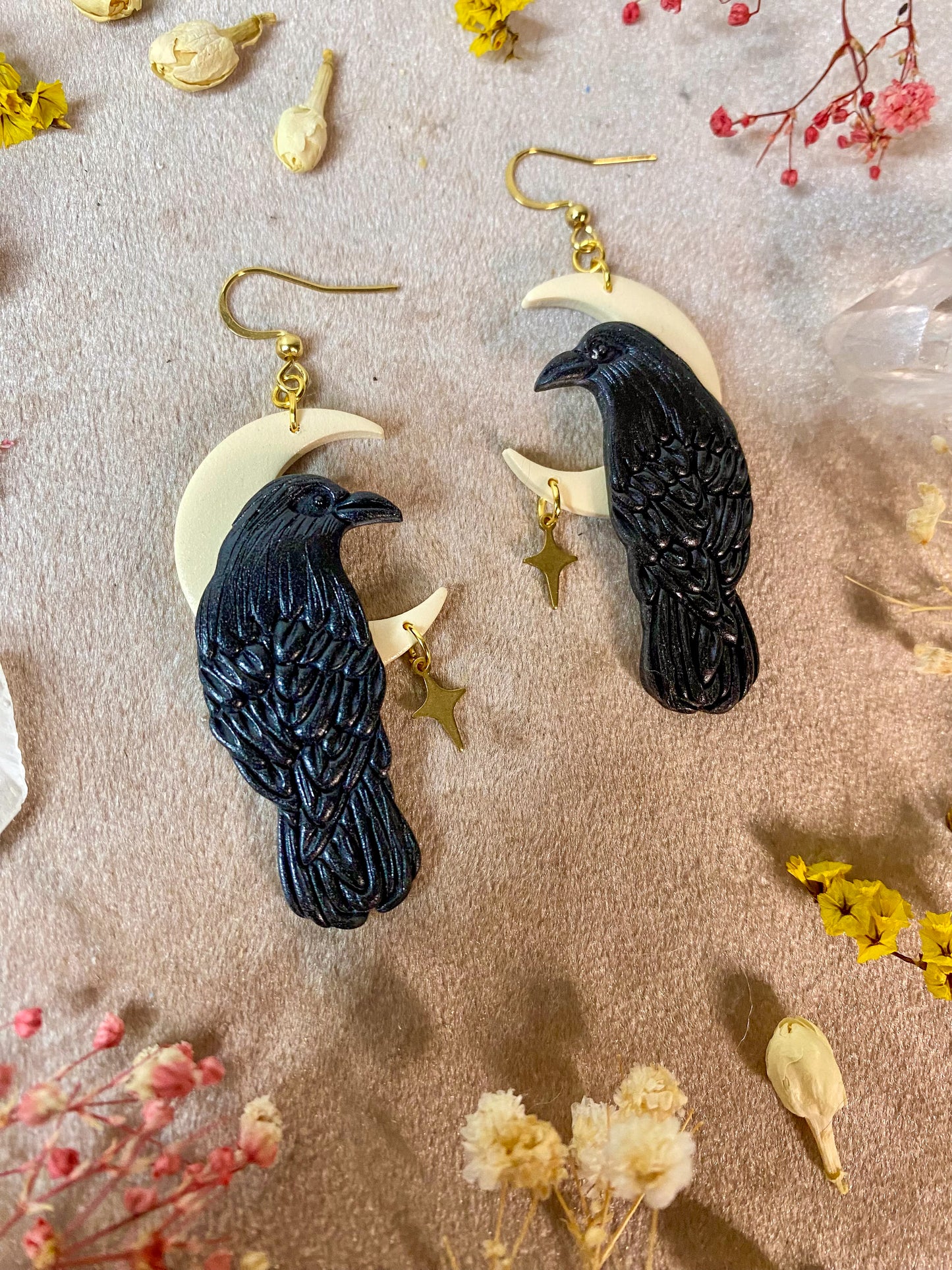 Odin's Raven Moon Earrings (gold)