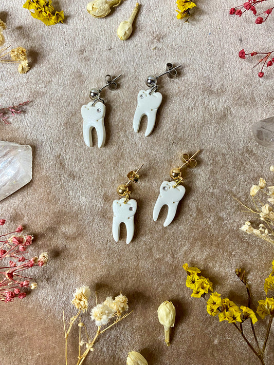 Jeweled Tooth Midi Earrings