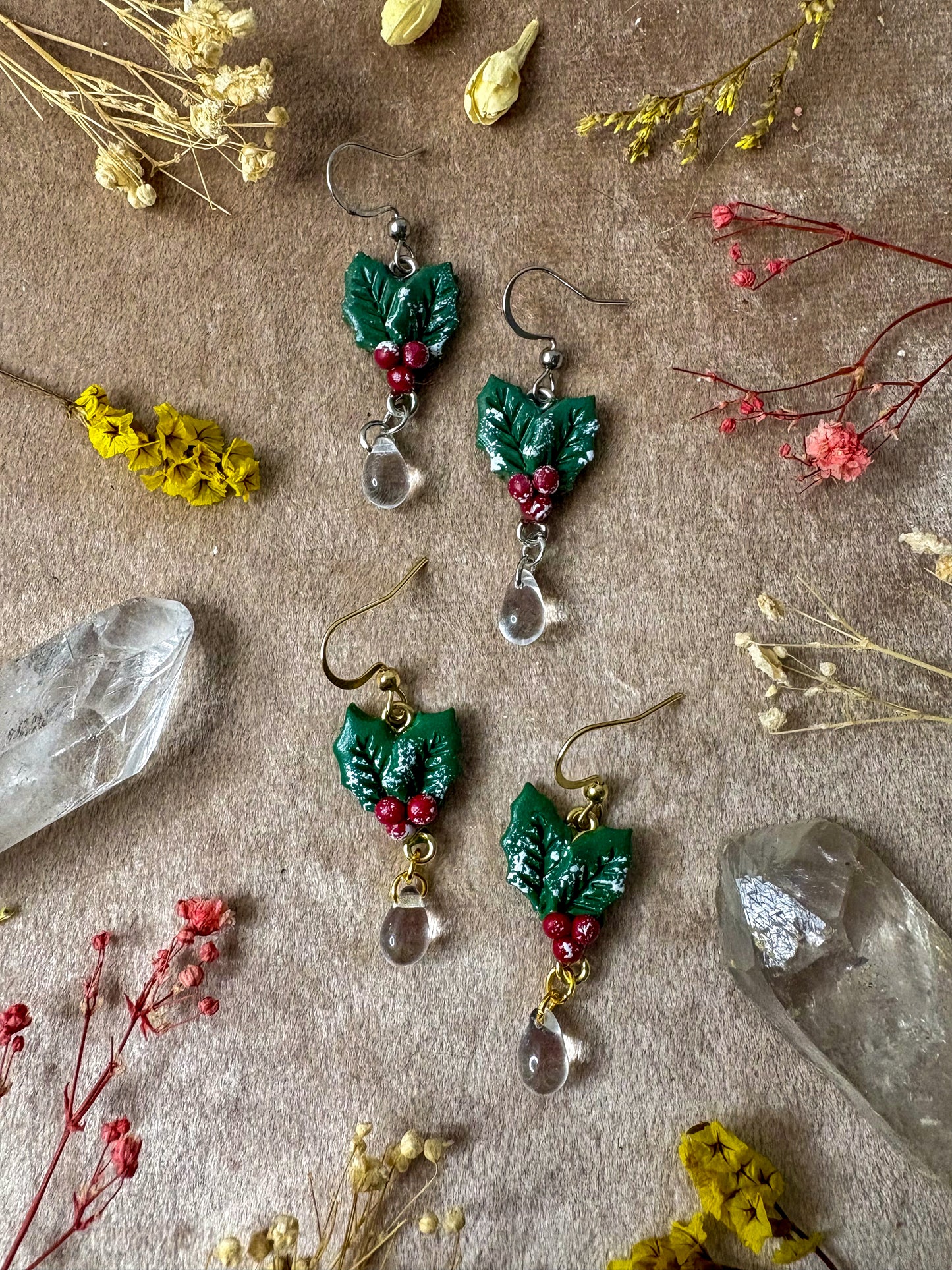 Holly and Berries Midi Earrings