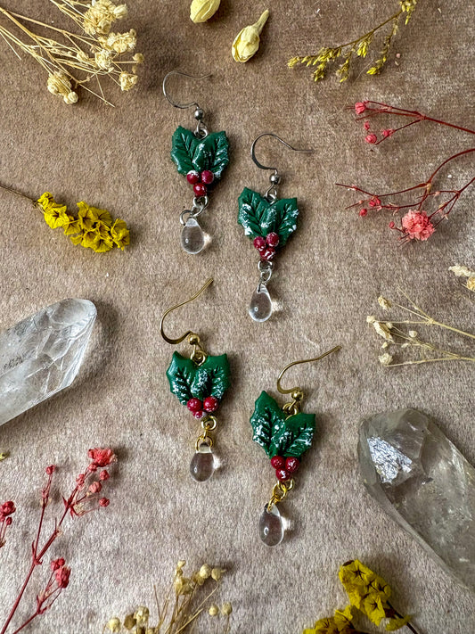 Holly and Berries Midi Earrings