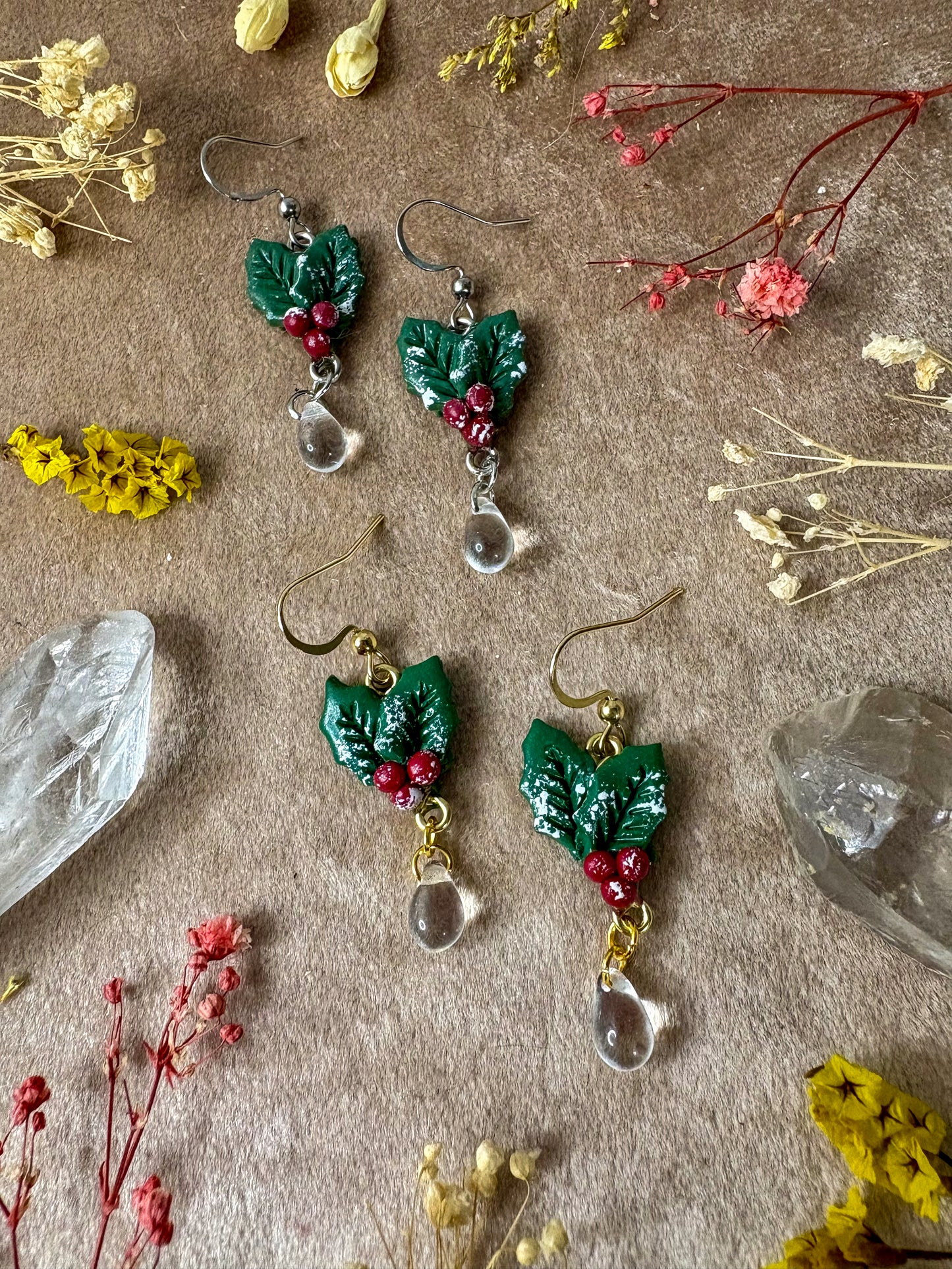 Holly and Berries Midi Earrings