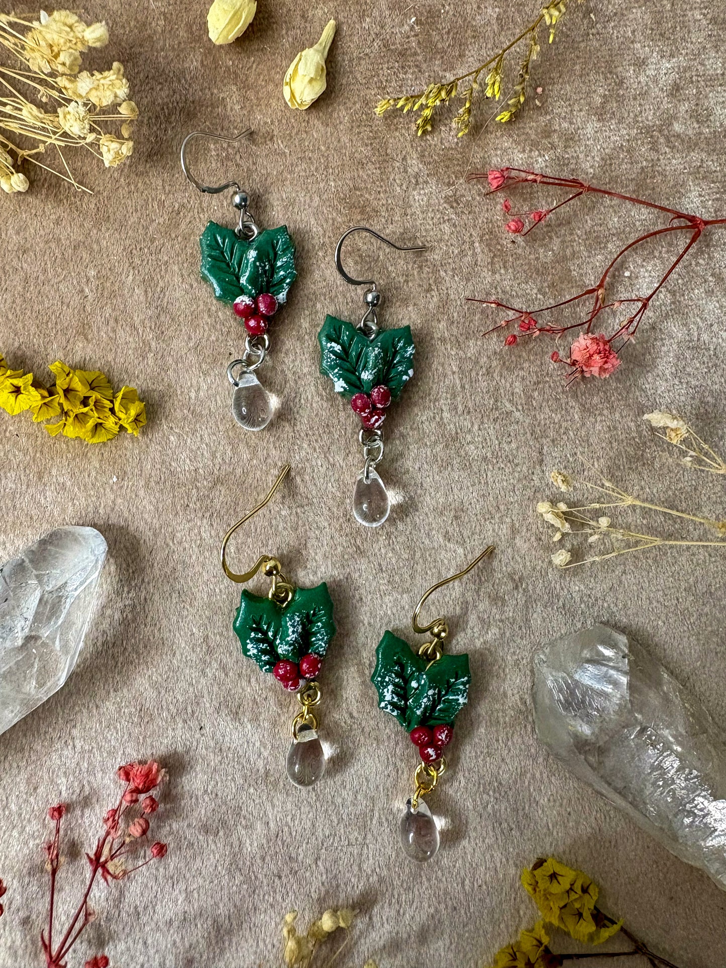 Holly and Berries Midi Earrings