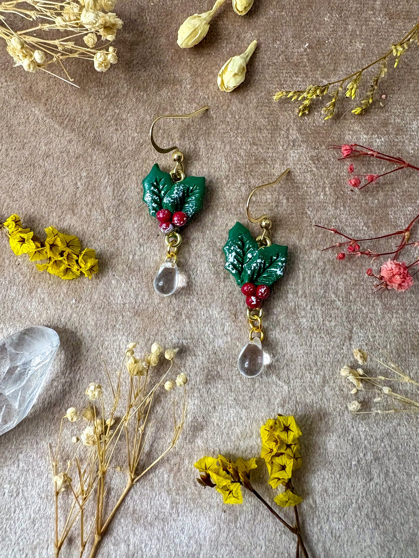 Holly and Berries Midi Earrings