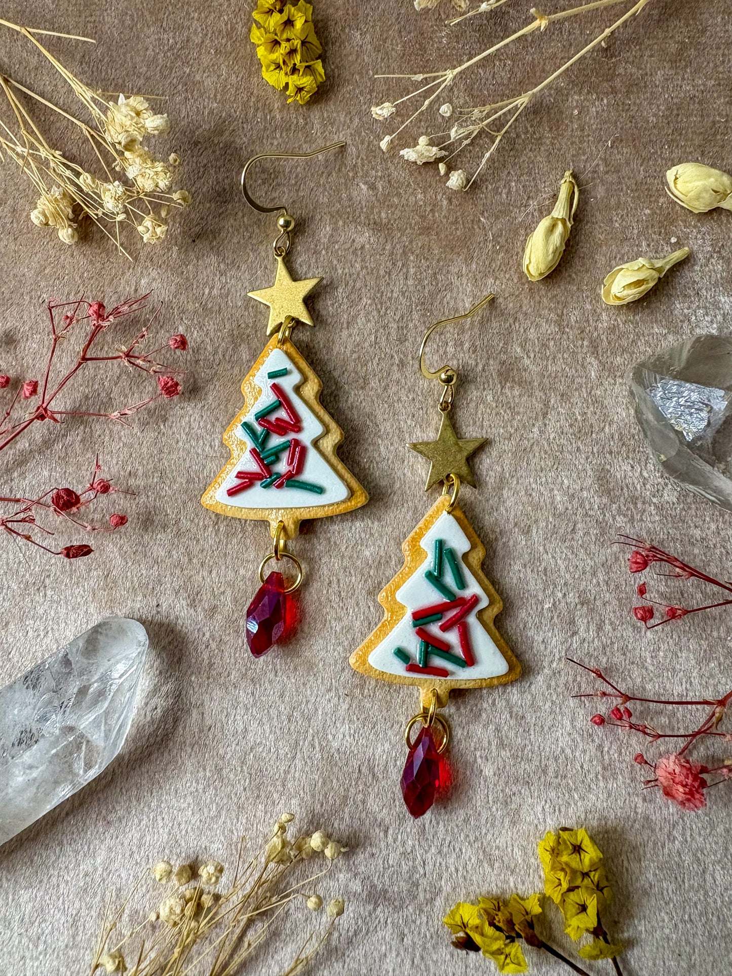 Christmas Tree Sprinkle Cookie Earrings