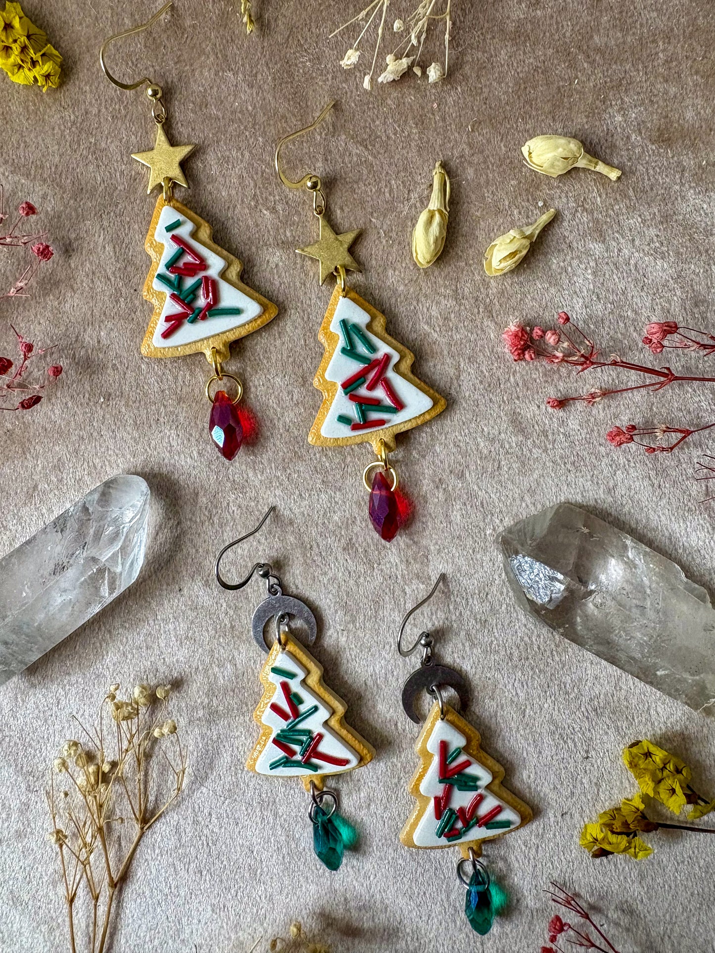 Christmas Tree Sprinkle Cookie Earrings