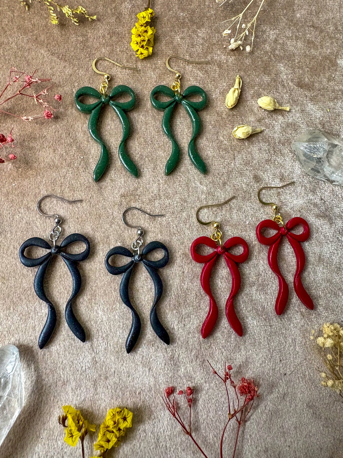 Thin Festive Bow Earrings