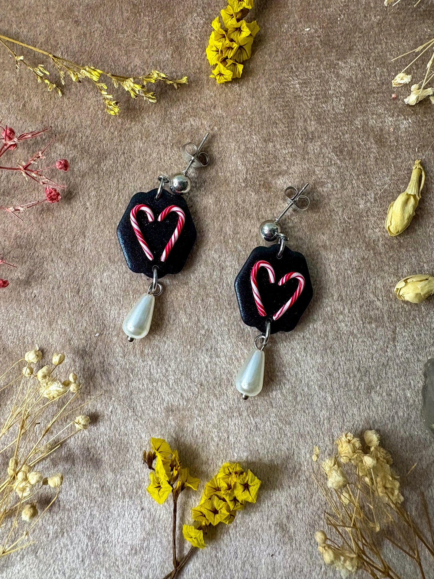 Candy Cane Heart Midi Earrings