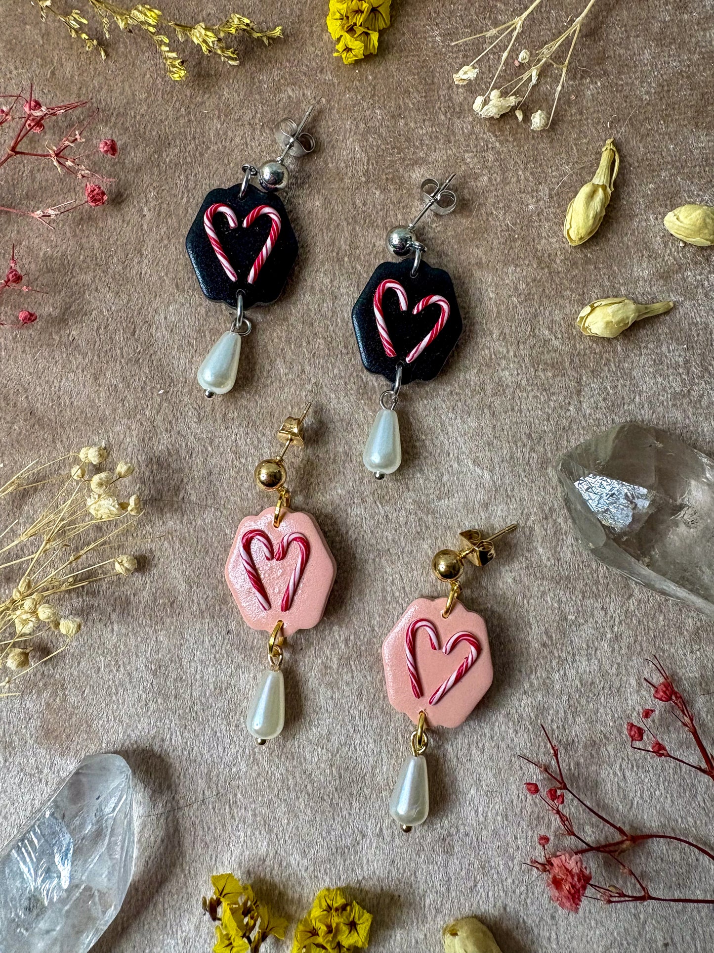 Candy Cane Heart Midi Earrings