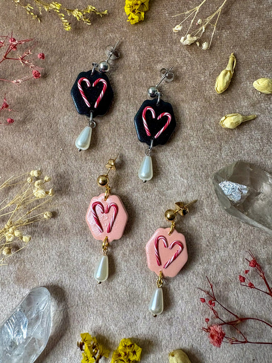 Candy Cane Heart Midi Earrings