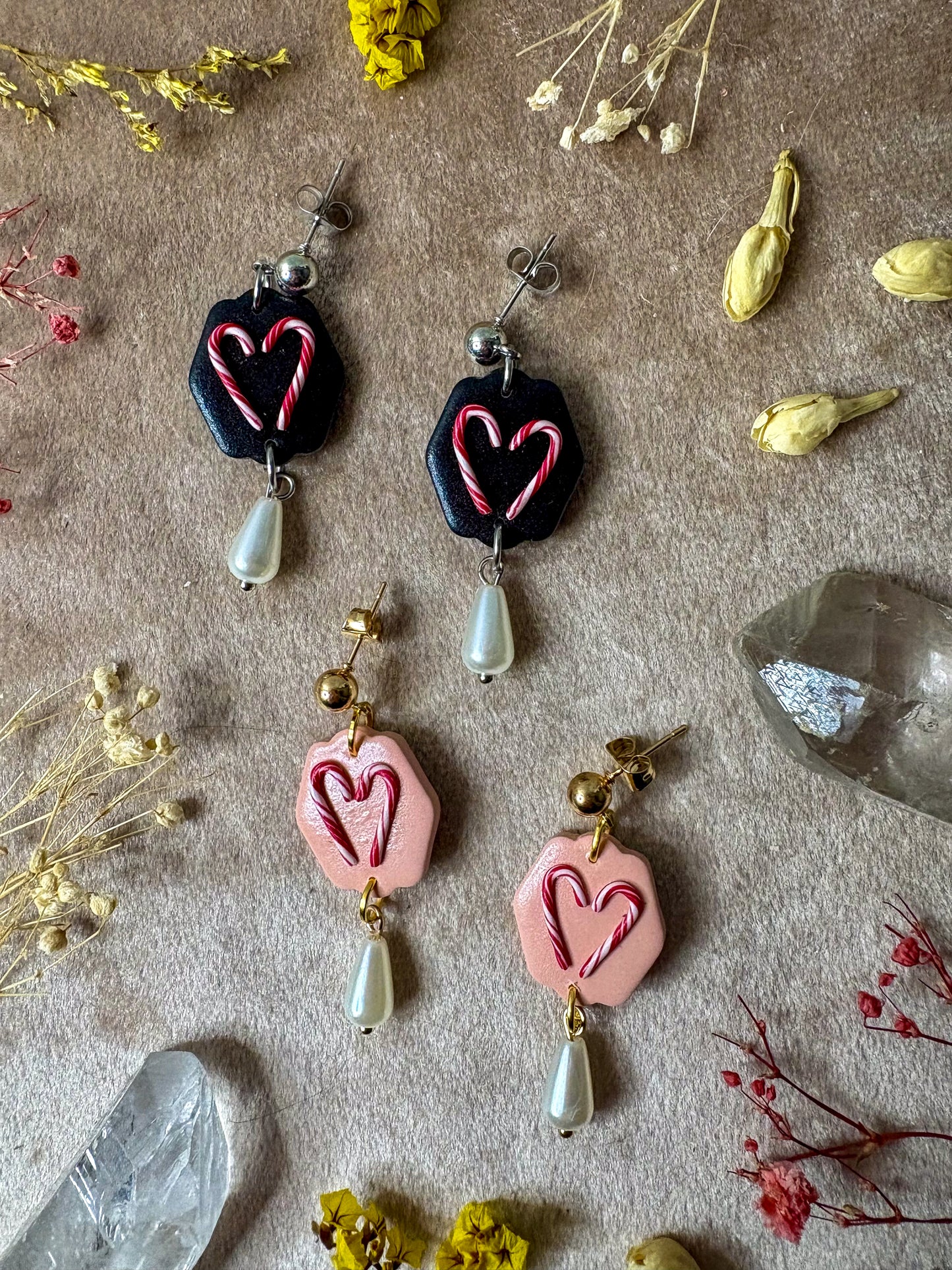 Candy Cane Heart Midi Earrings