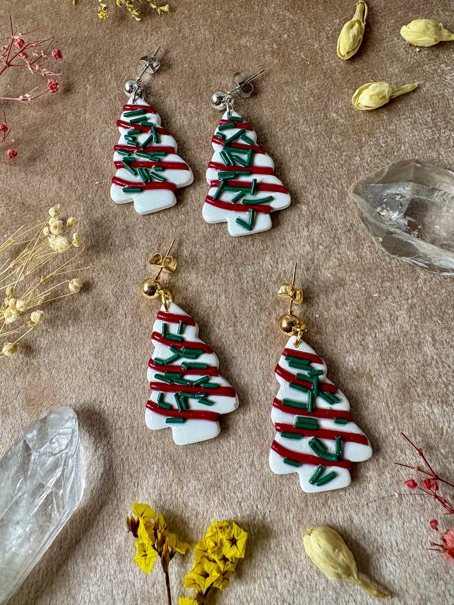 Christmas Tree Cake Earrings