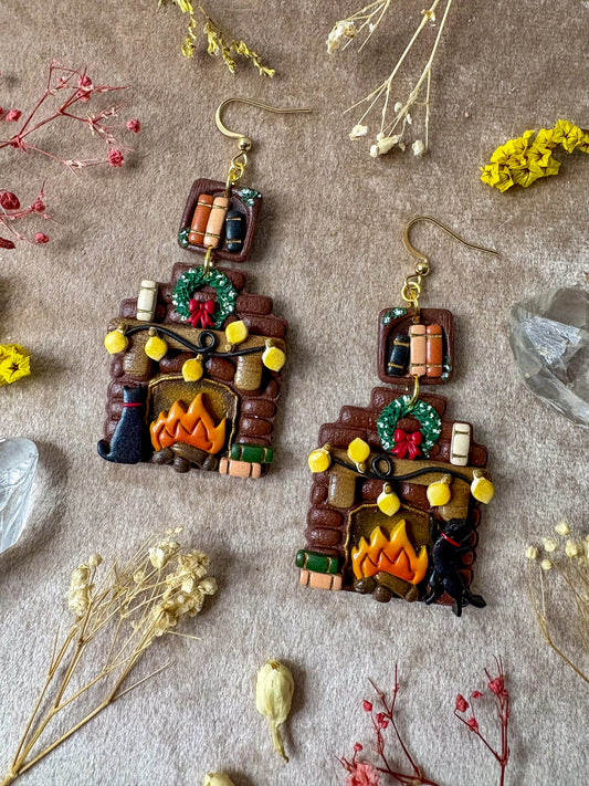 Bookish Fireplace Earrings