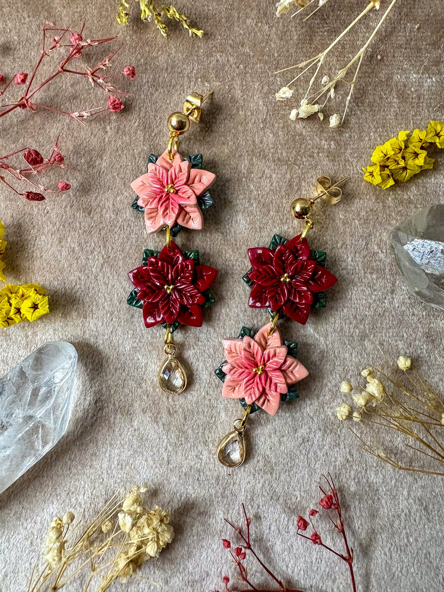 Poinsettia Dangle Earrings