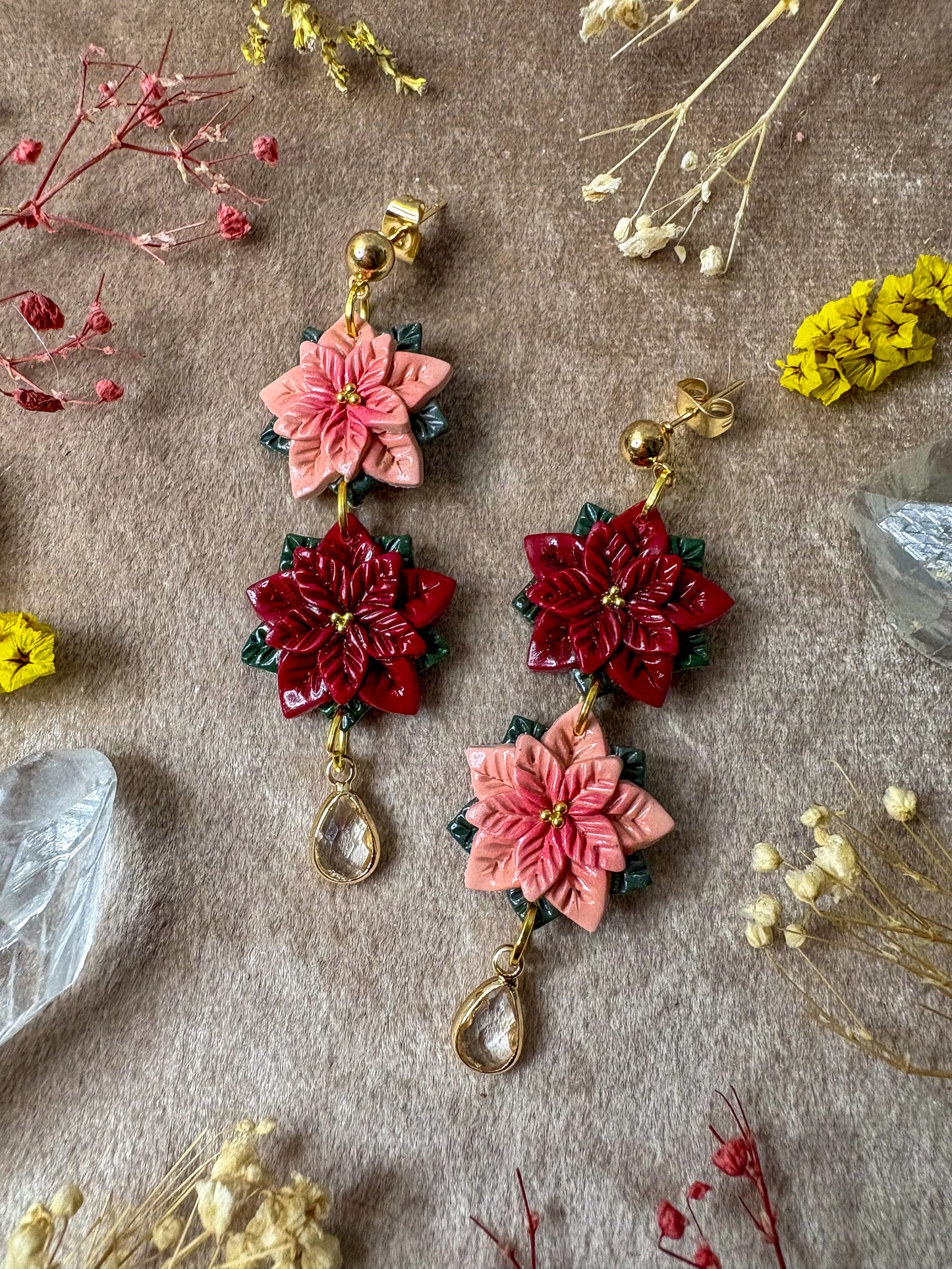 Poinsettia Dangle Earrings