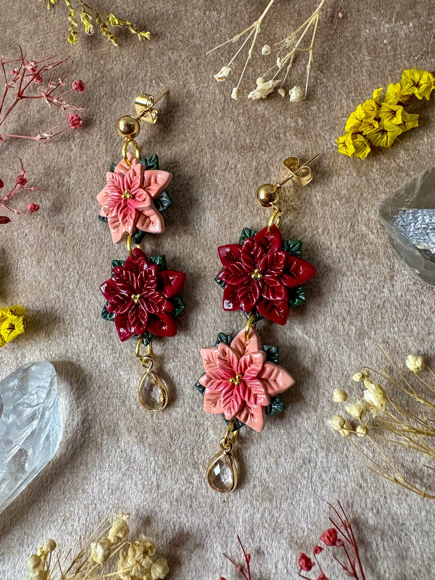 Poinsettia Dangle Earrings