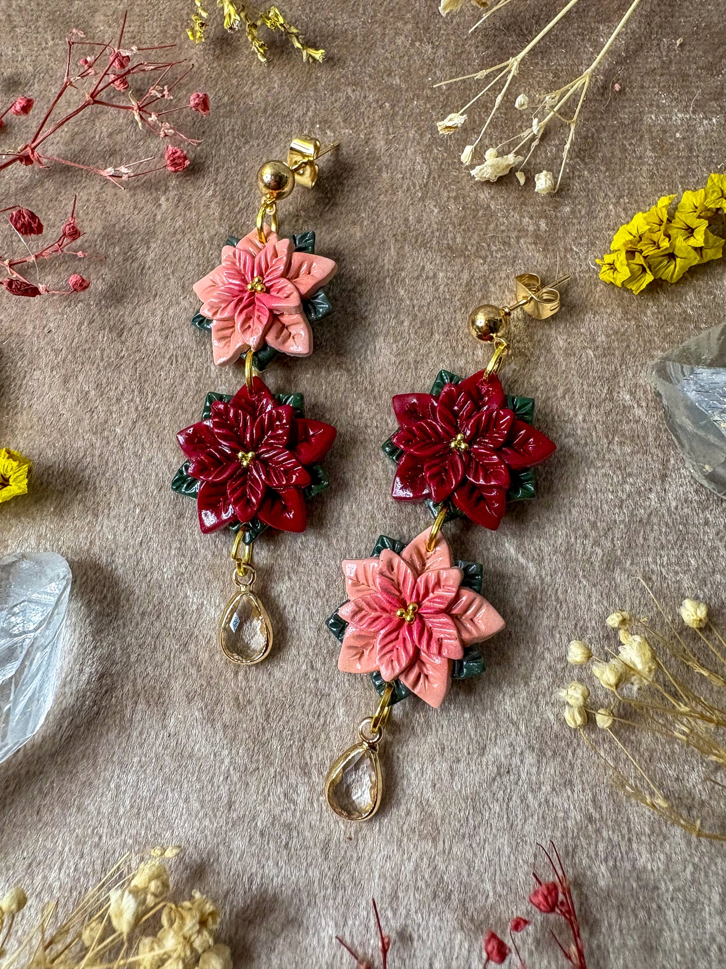 Poinsettia Dangle Earrings