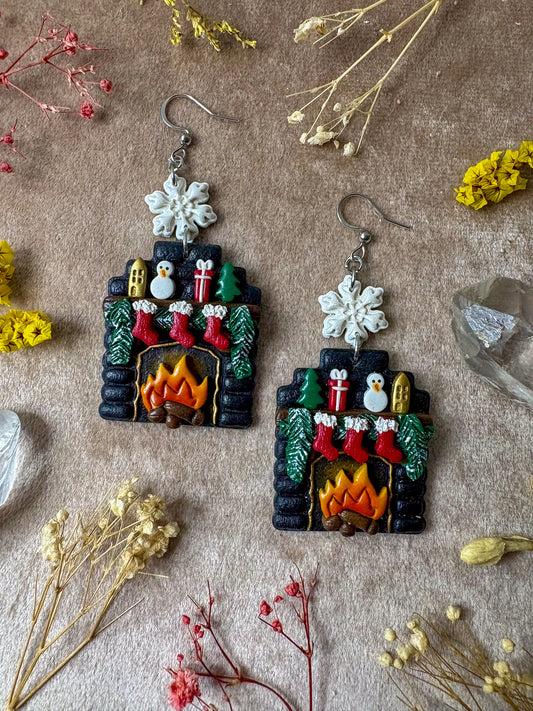 Wintery Fireplace Earrings