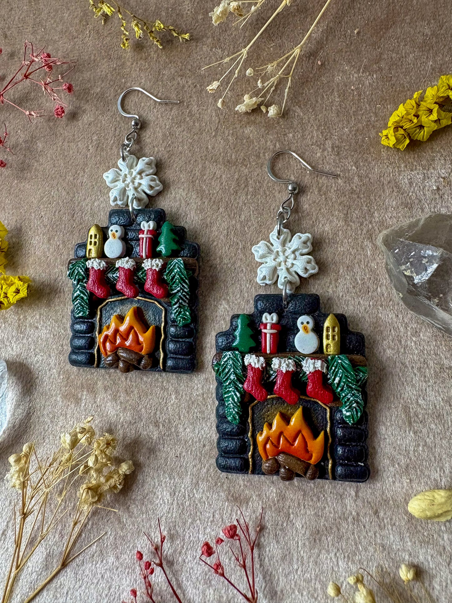 Wintery Fireplace Earrings