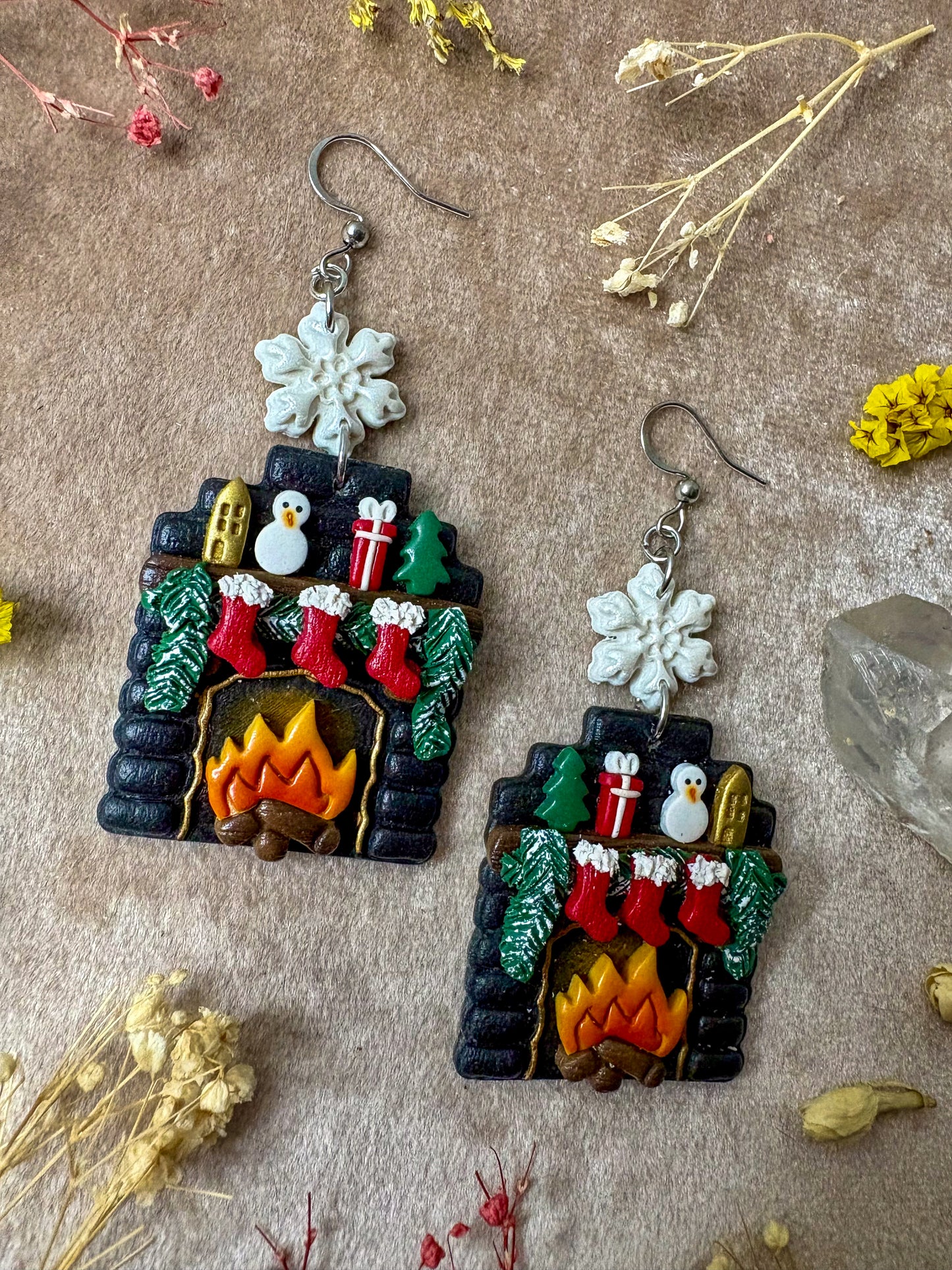 Wintery Fireplace Earrings