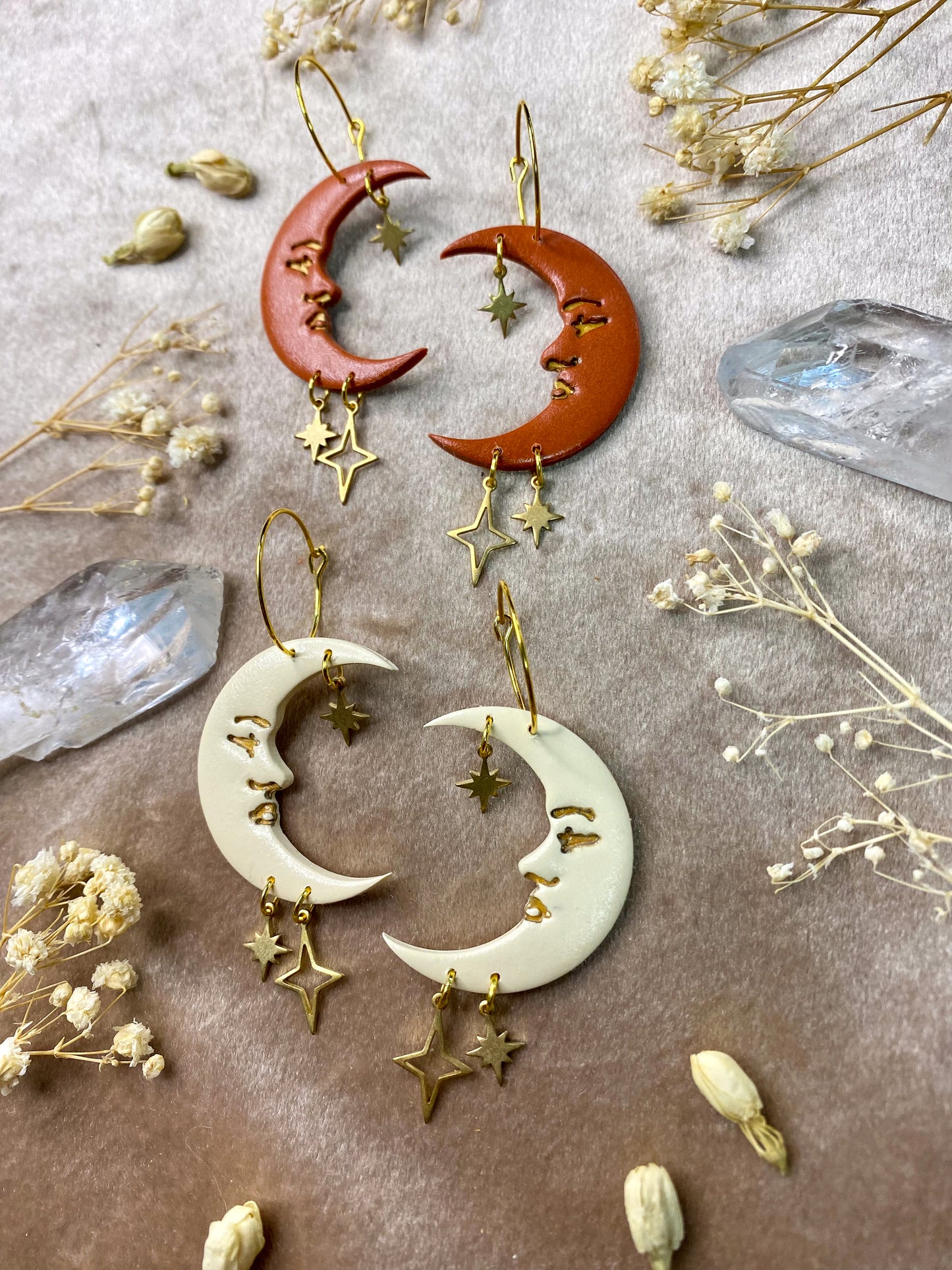 Starry Moon Hoop Earrings