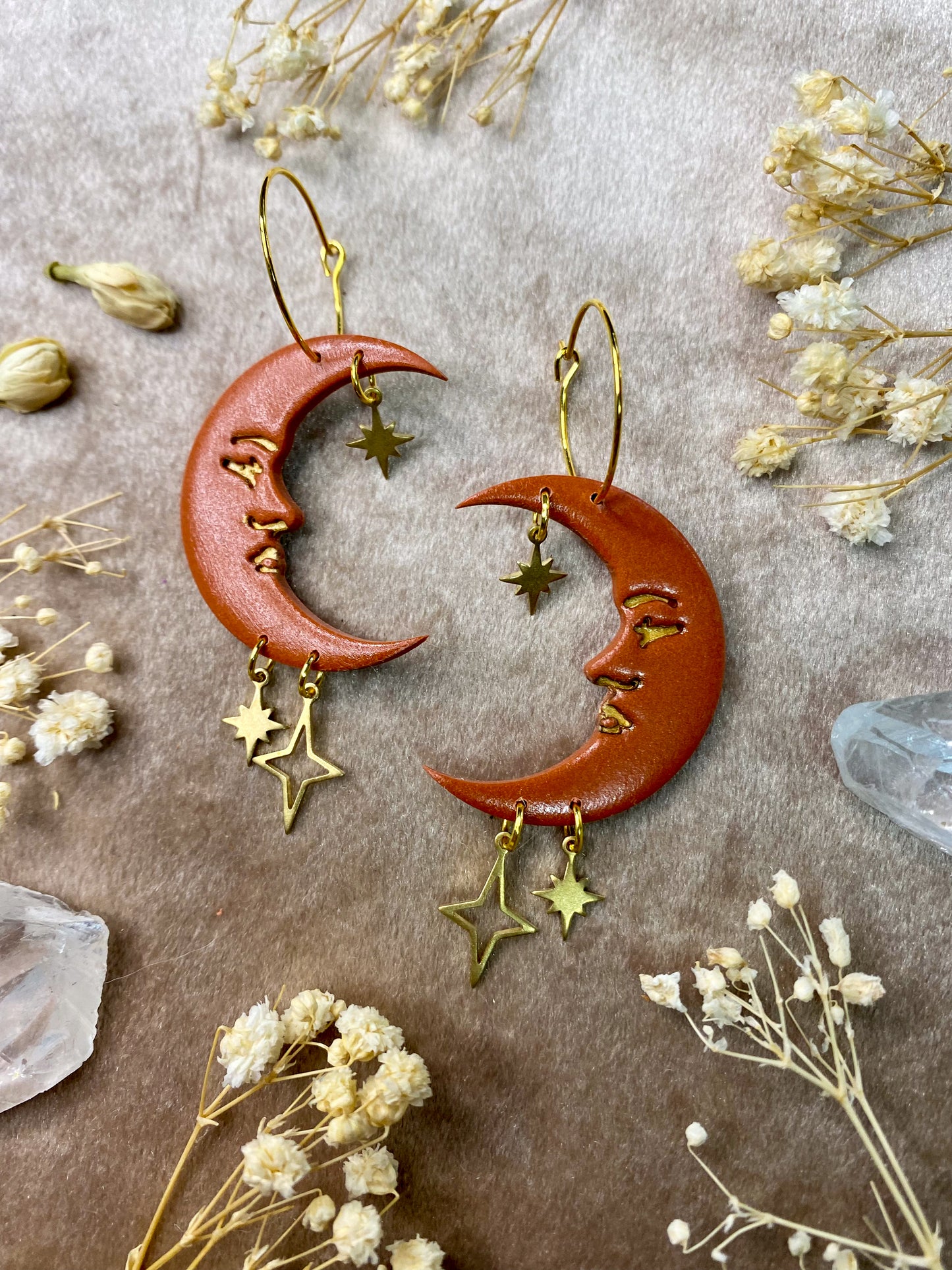Starry Moon Hoop Earrings