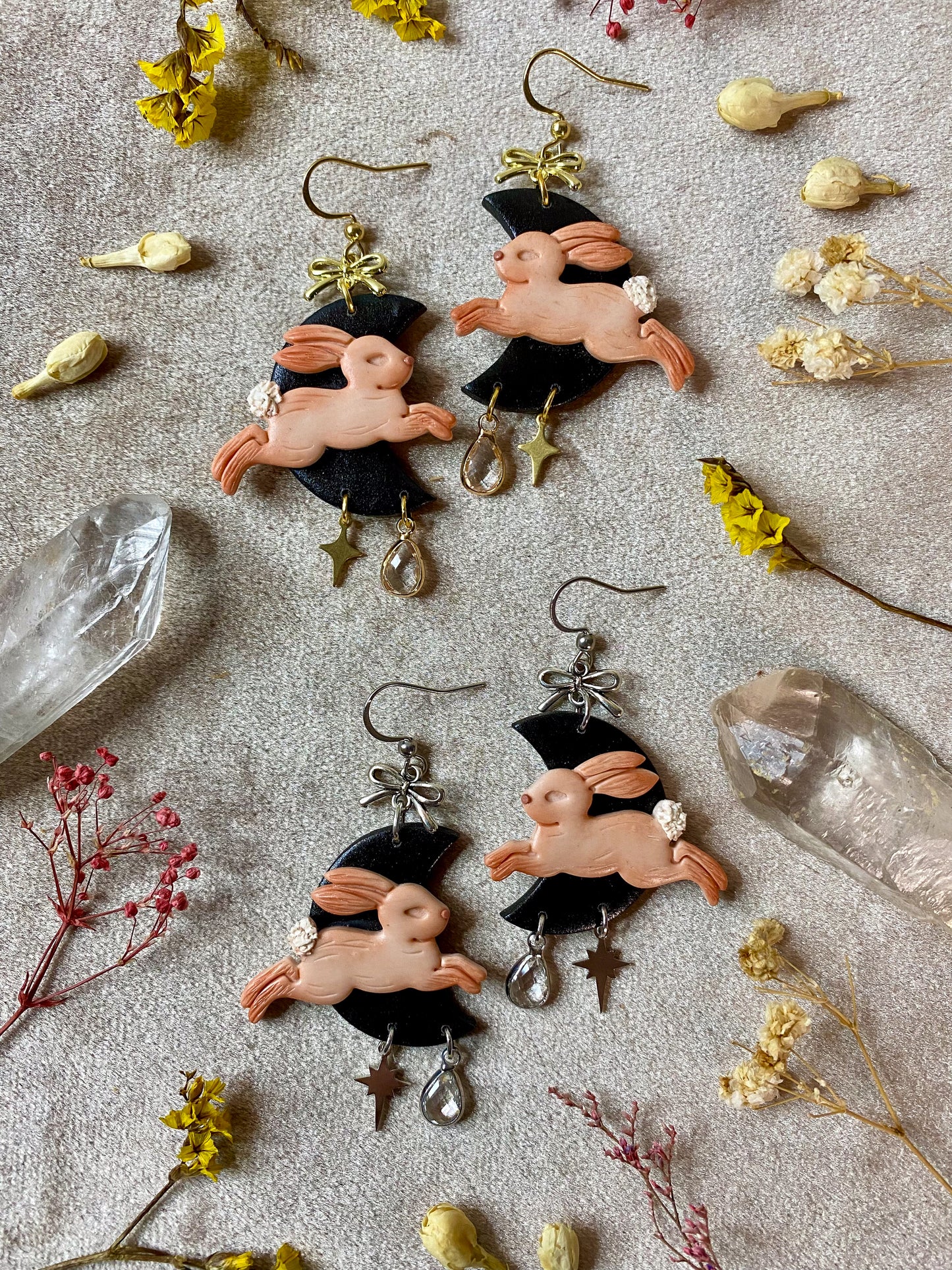 Pastel Bunny Moon Earrings