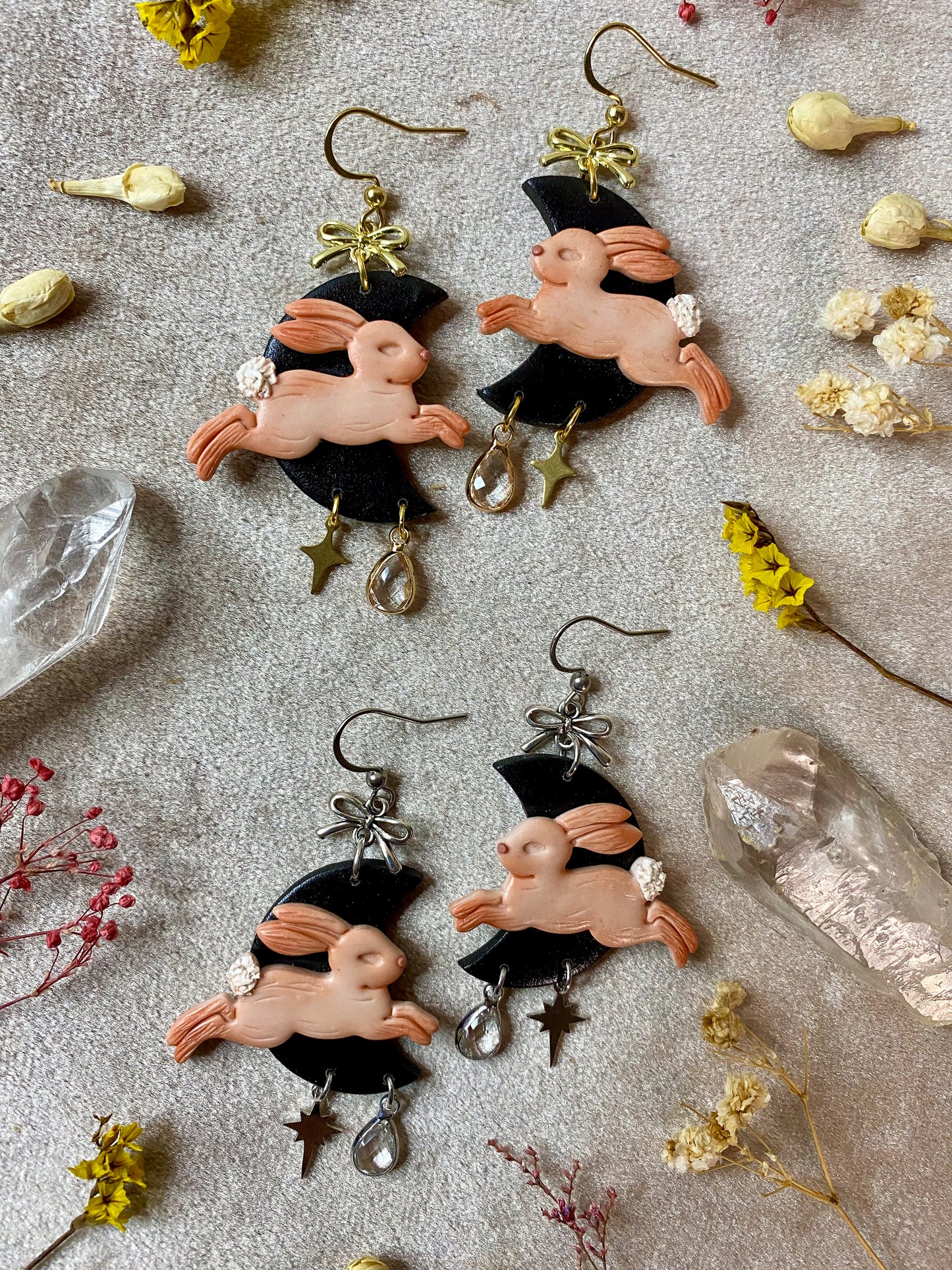 Pastel Bunny Moon Earrings