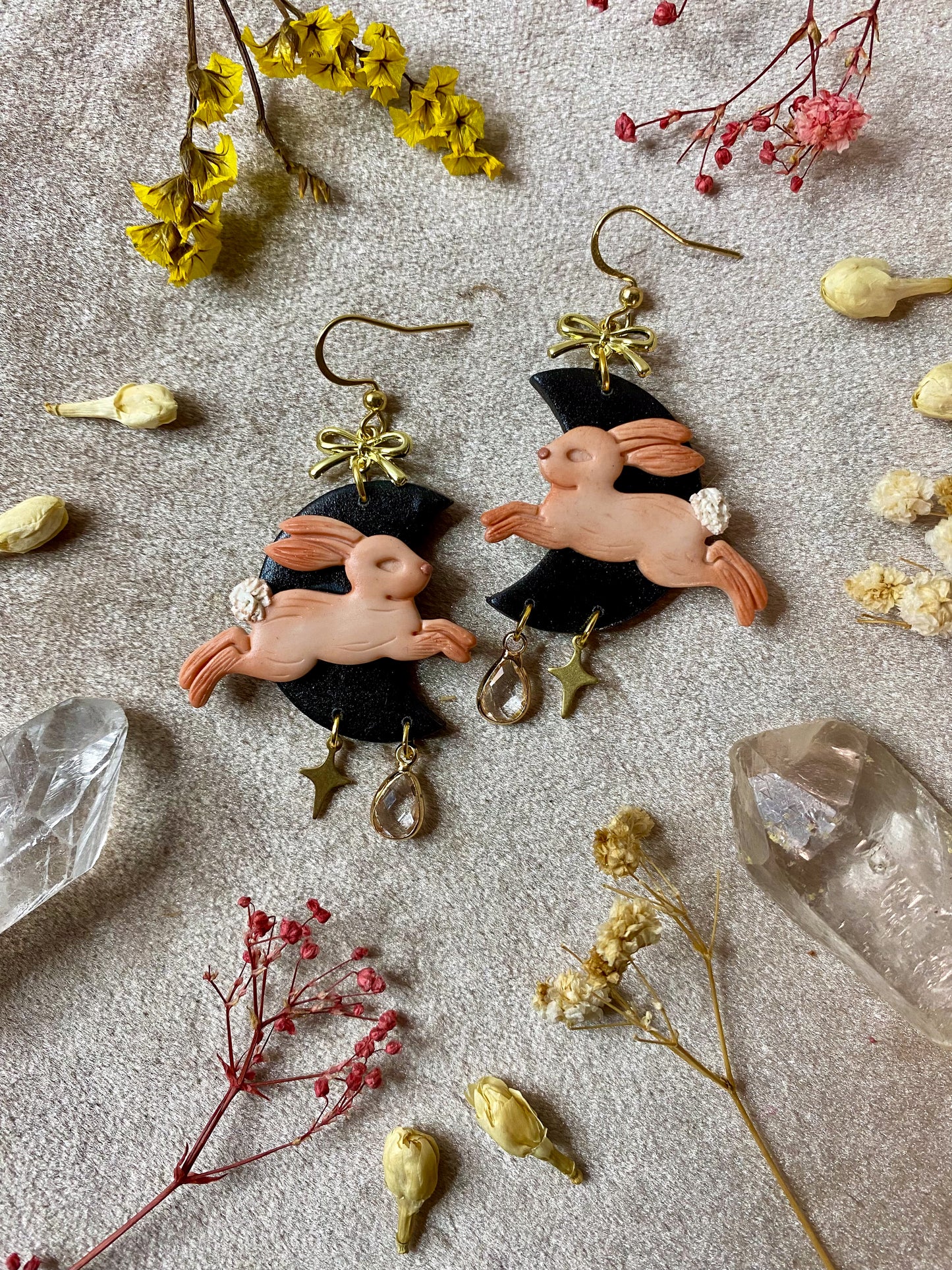 Pastel Bunny Moon Earrings