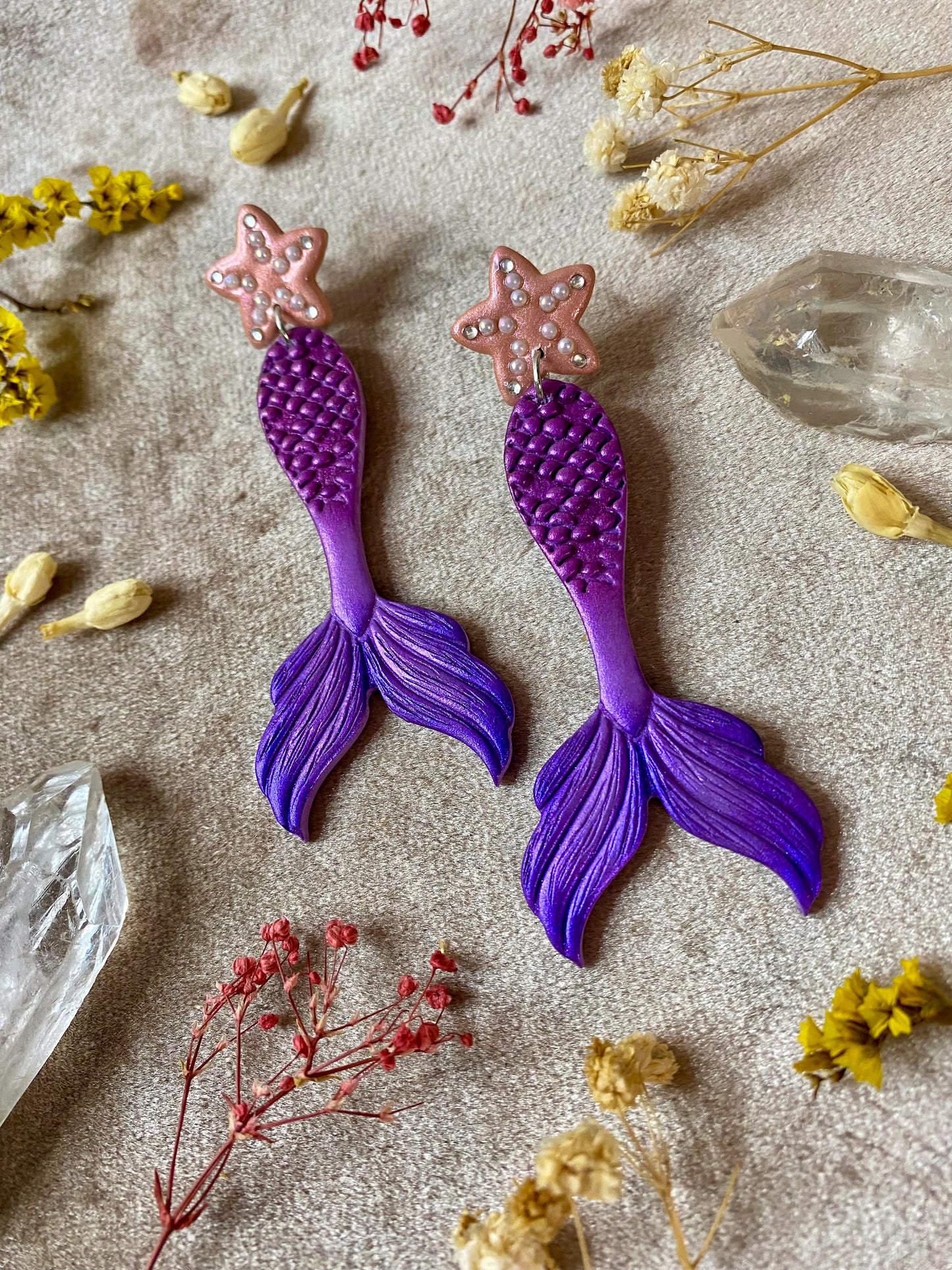 Purple Mermaid Tail Earrings