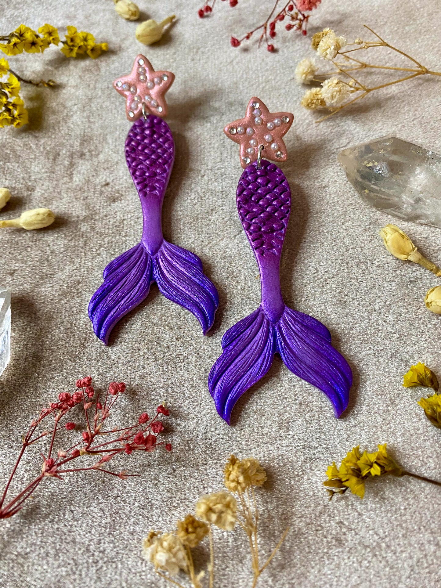 Purple Mermaid Tail Earrings