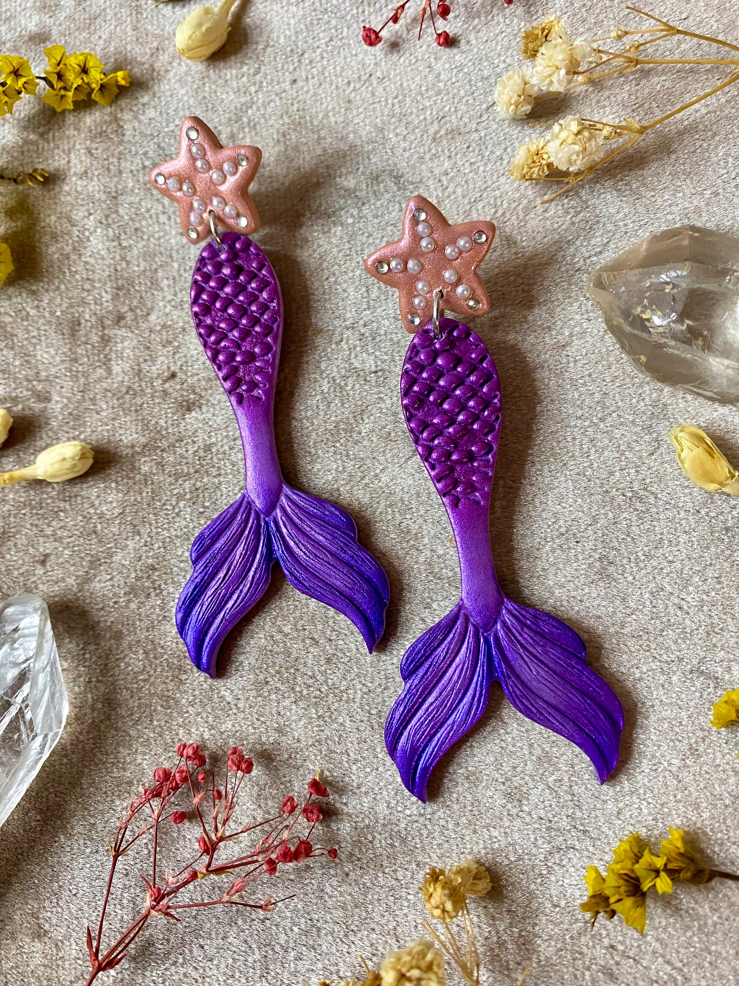 Purple Mermaid Tail Earrings