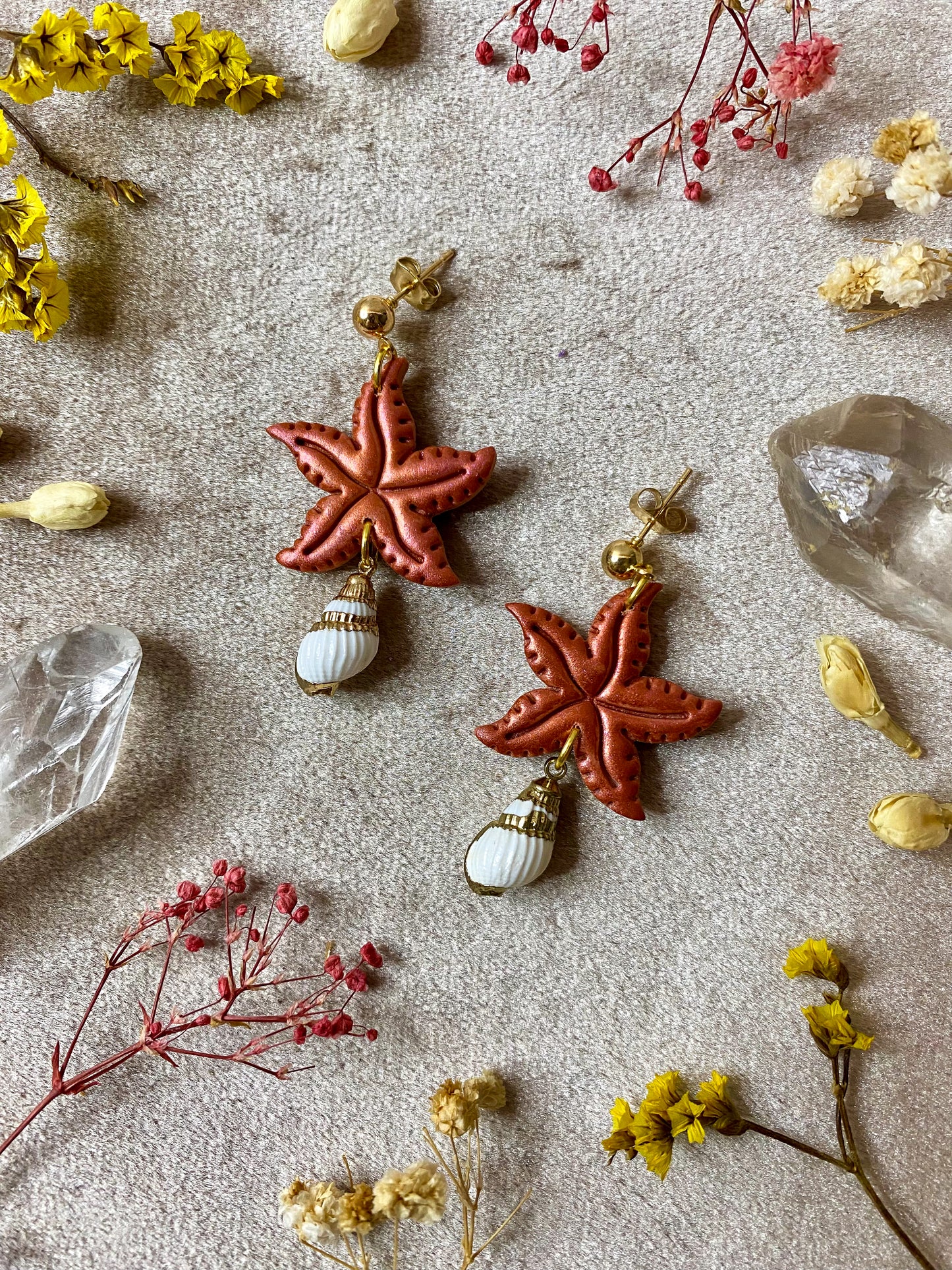 Orange Starfish Earrings