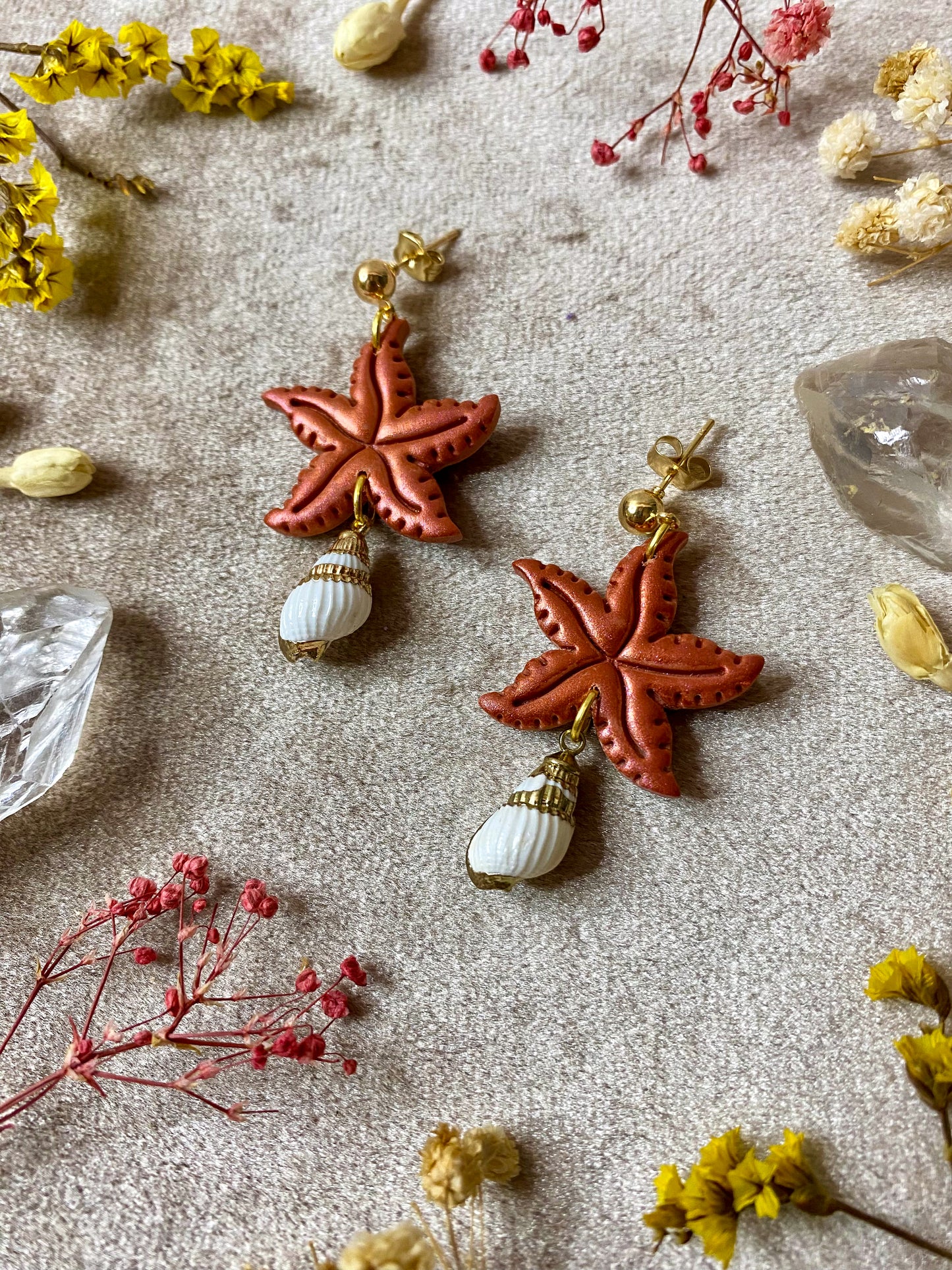 Orange Starfish Earrings