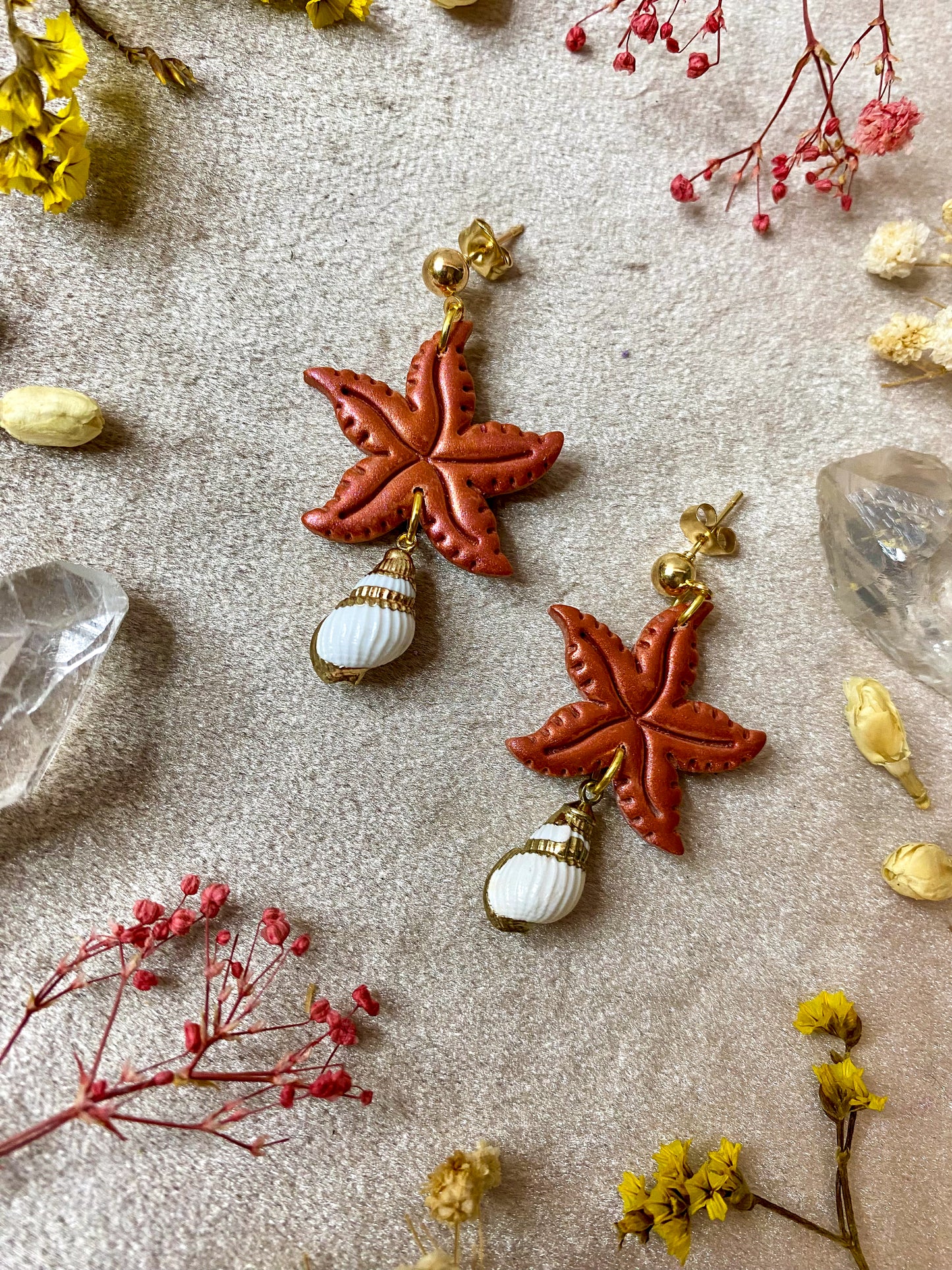 Orange Starfish Earrings