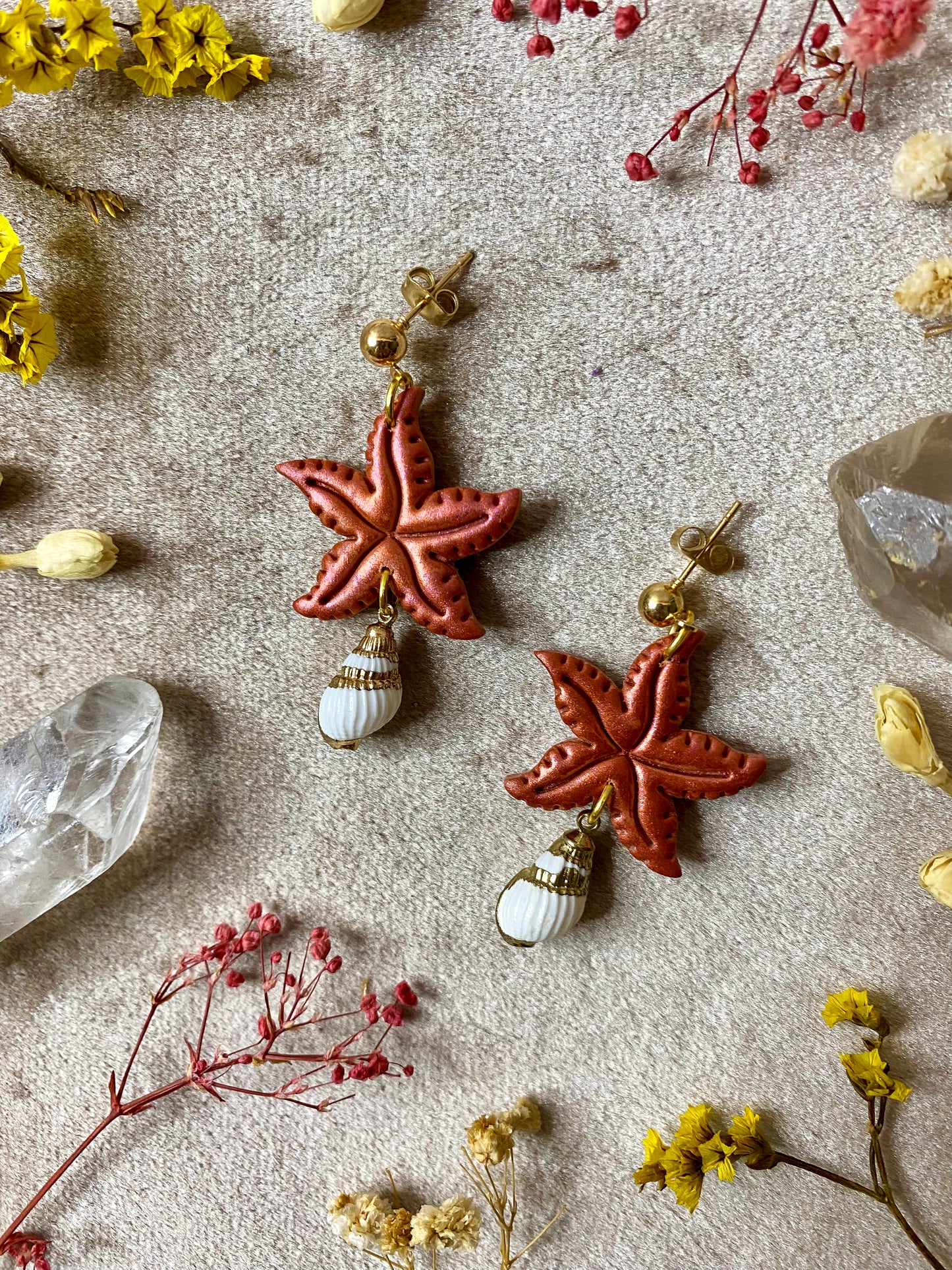 Orange Starfish Earrings