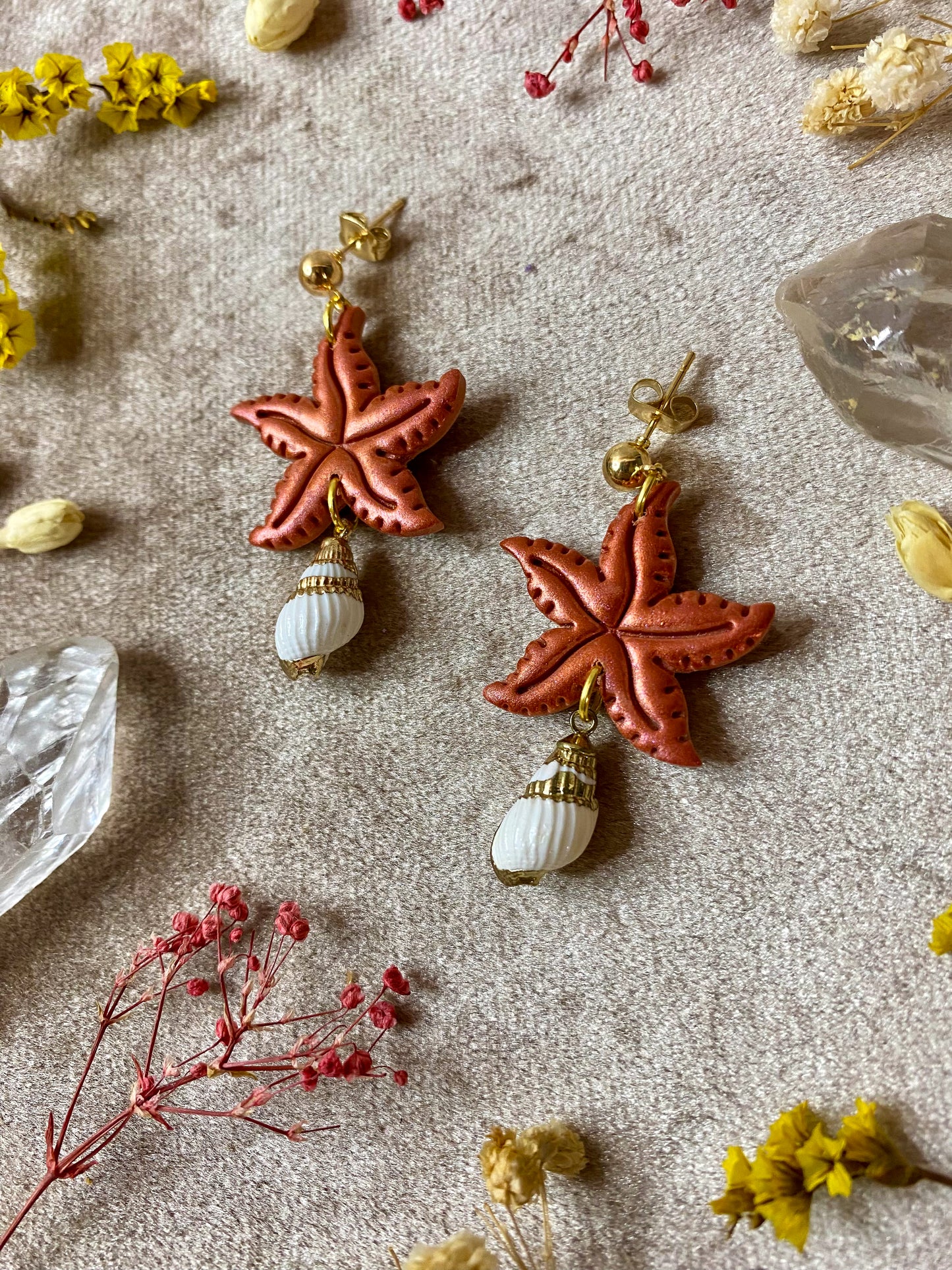 Orange Starfish Earrings