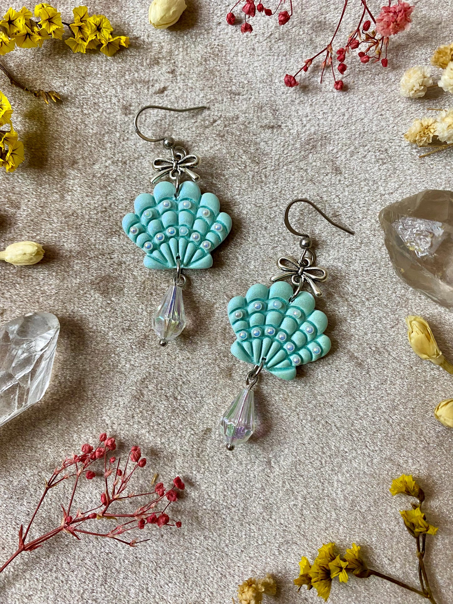 Light Blue Pearl Shell Earrings