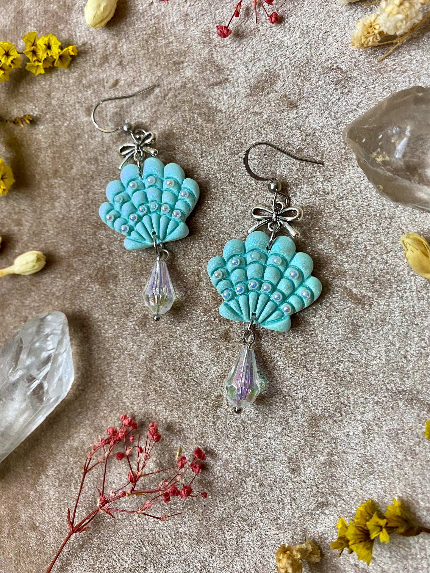 Light Blue Pearl Shell Earrings