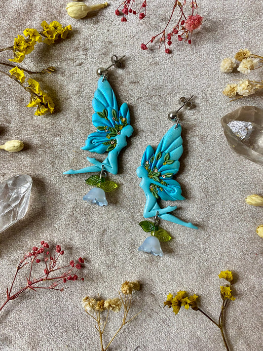 Blue Tulip Fairy Earrings