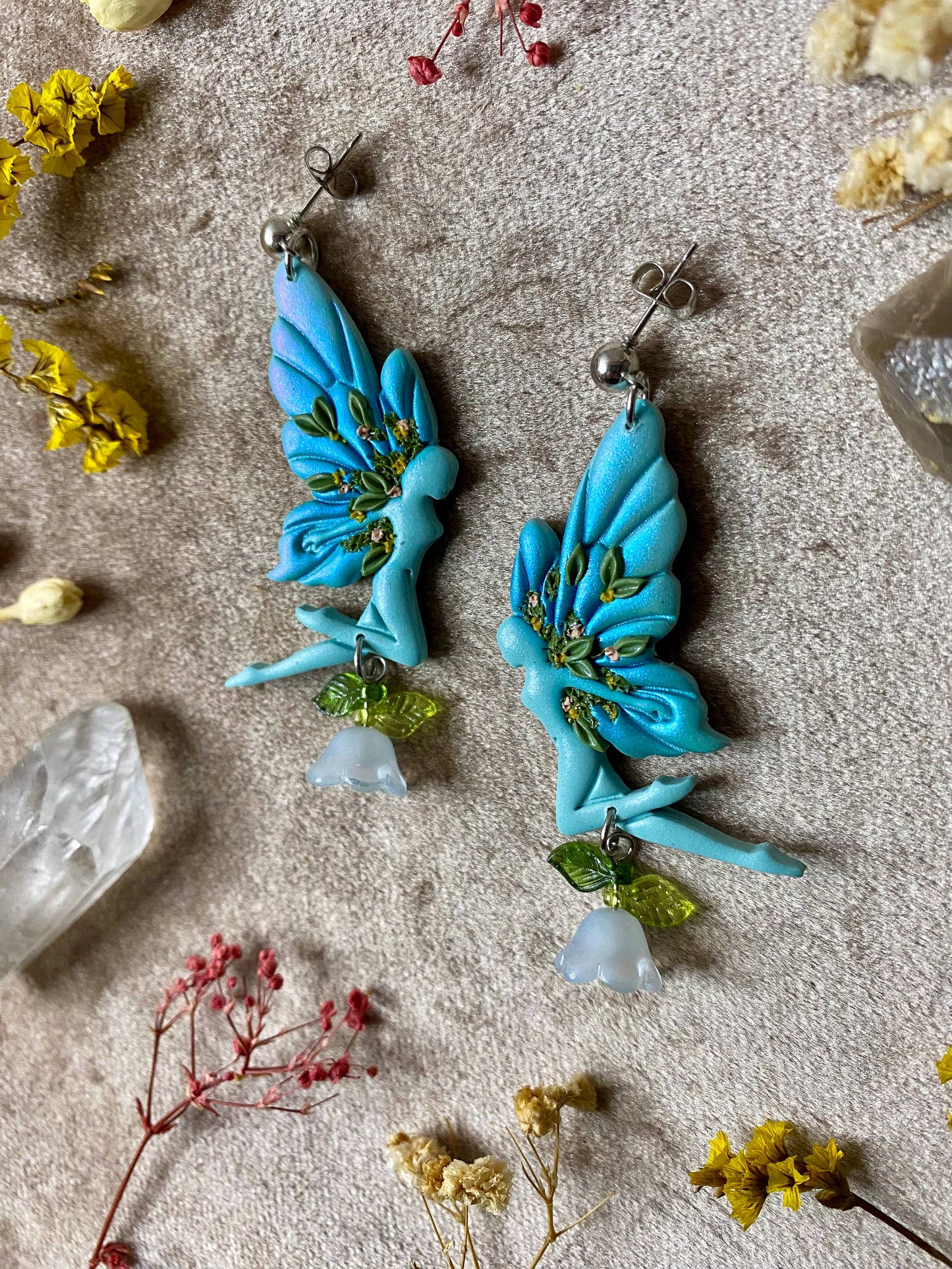 Blue Tulip Fairy Earrings