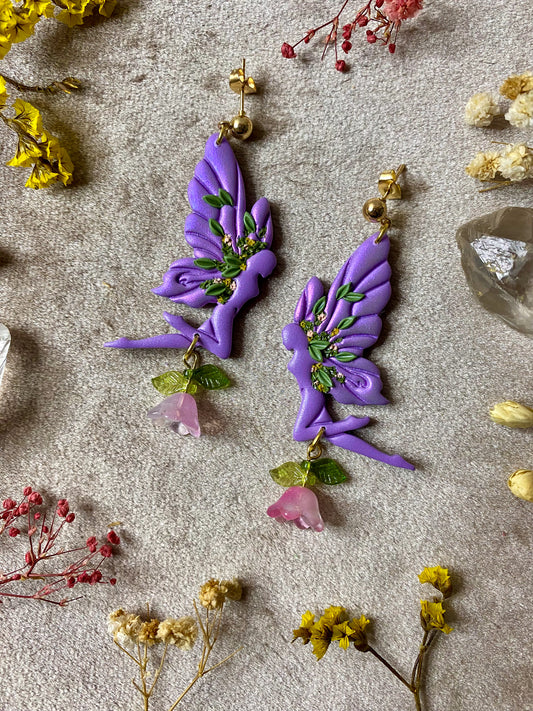 Purple Tulip Fairy Earrings