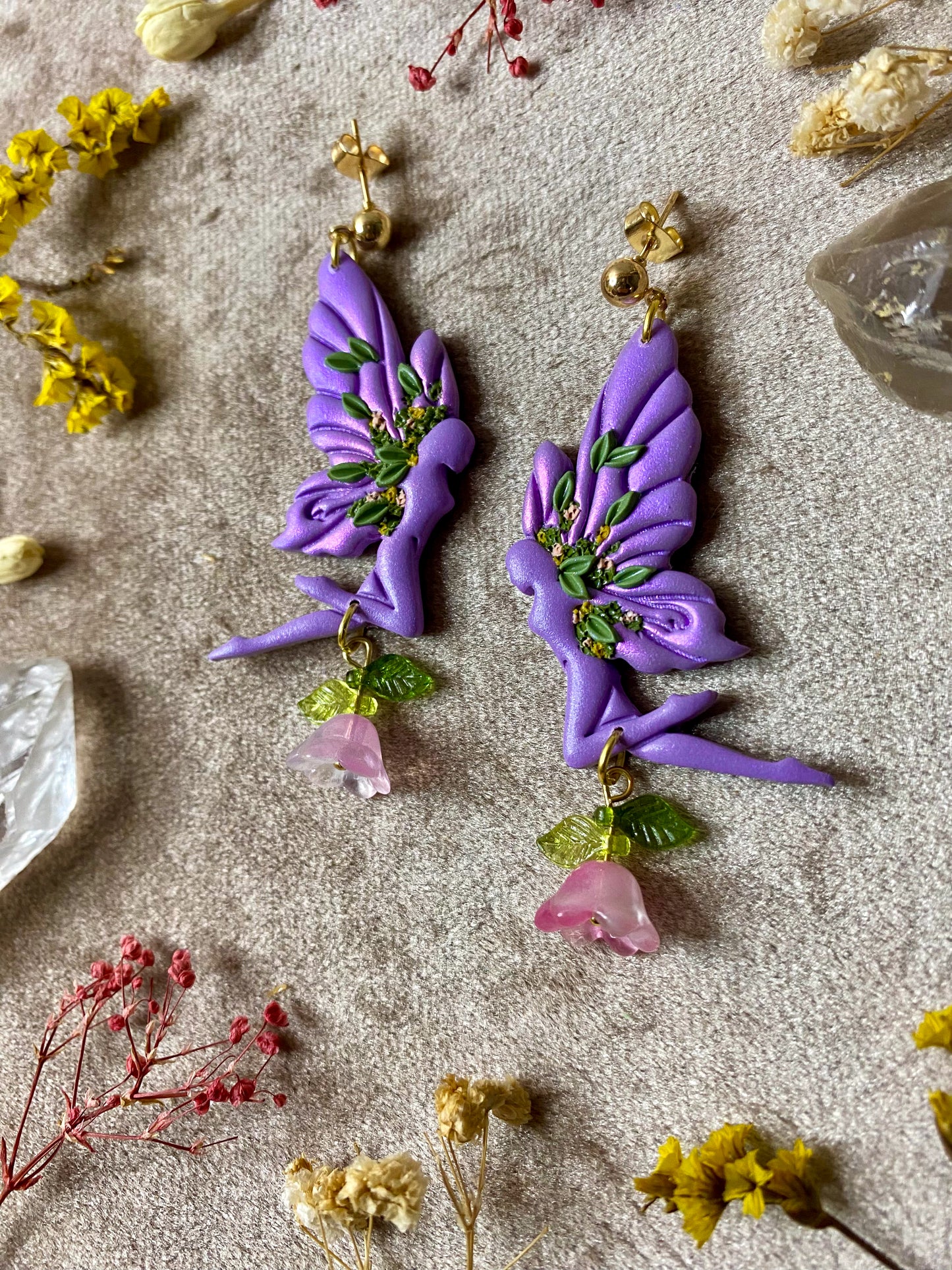 Purple Tulip Fairy Earrings