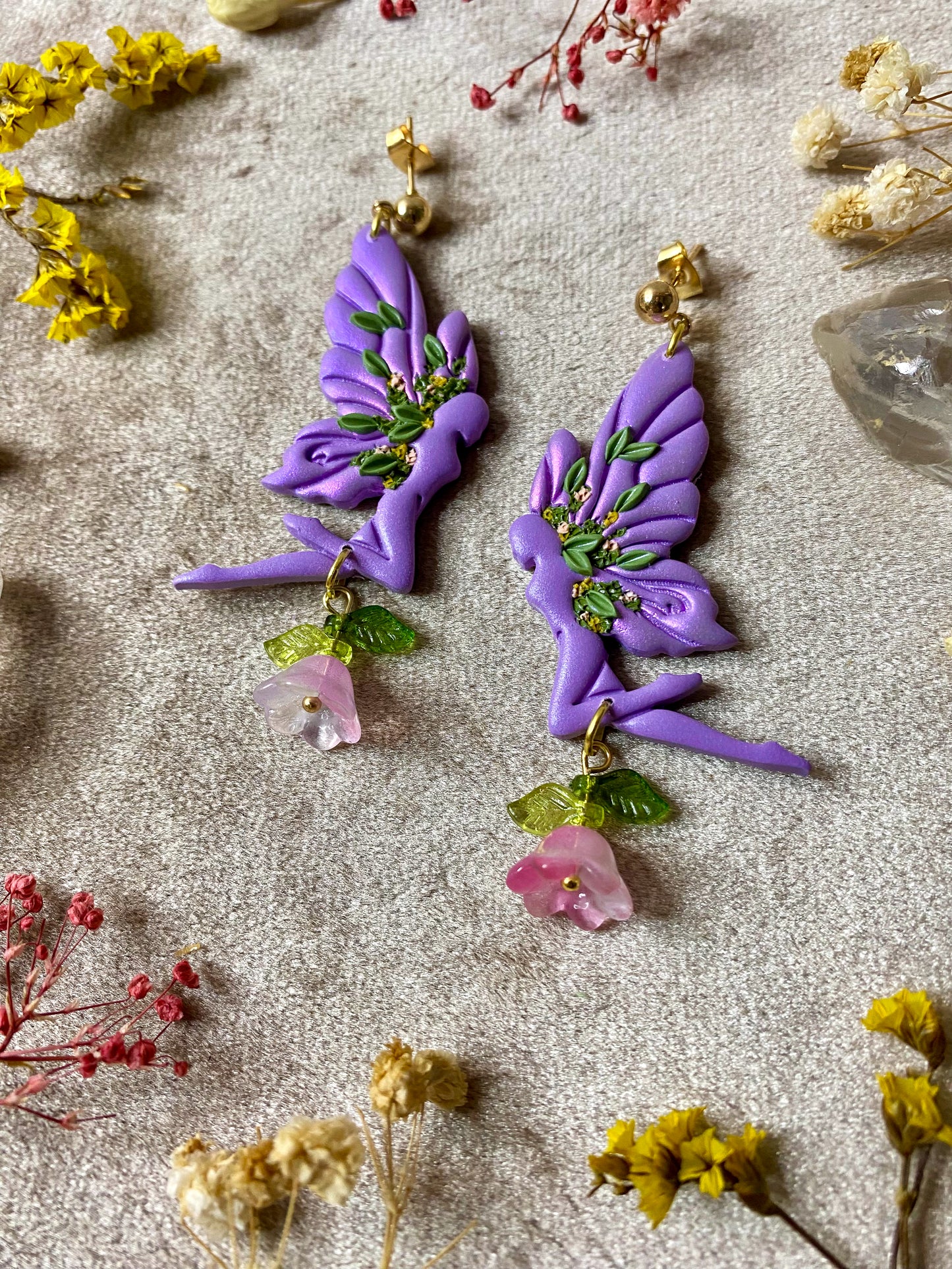 Purple Tulip Fairy Earrings