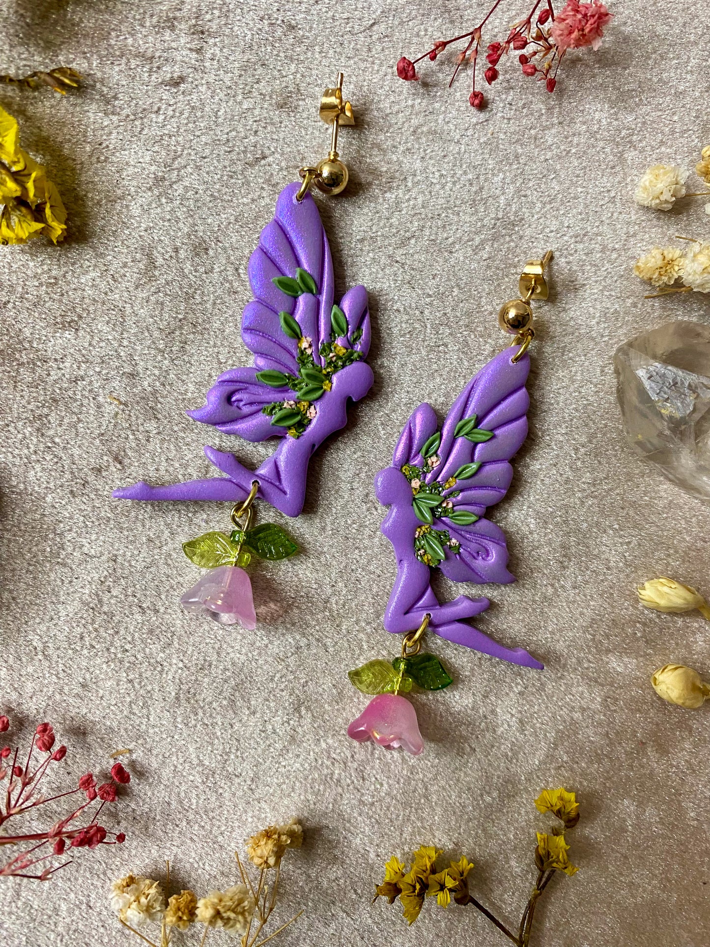 Purple Tulip Fairy Earrings